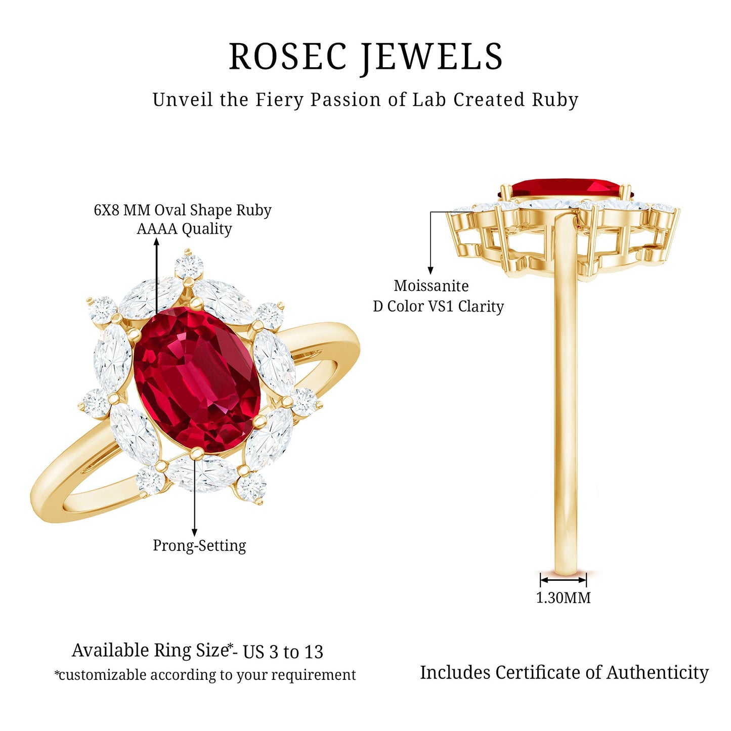 1.5 Carat Oval Shaped Lab Created Ruby Statement Engagement Ring with Diamond