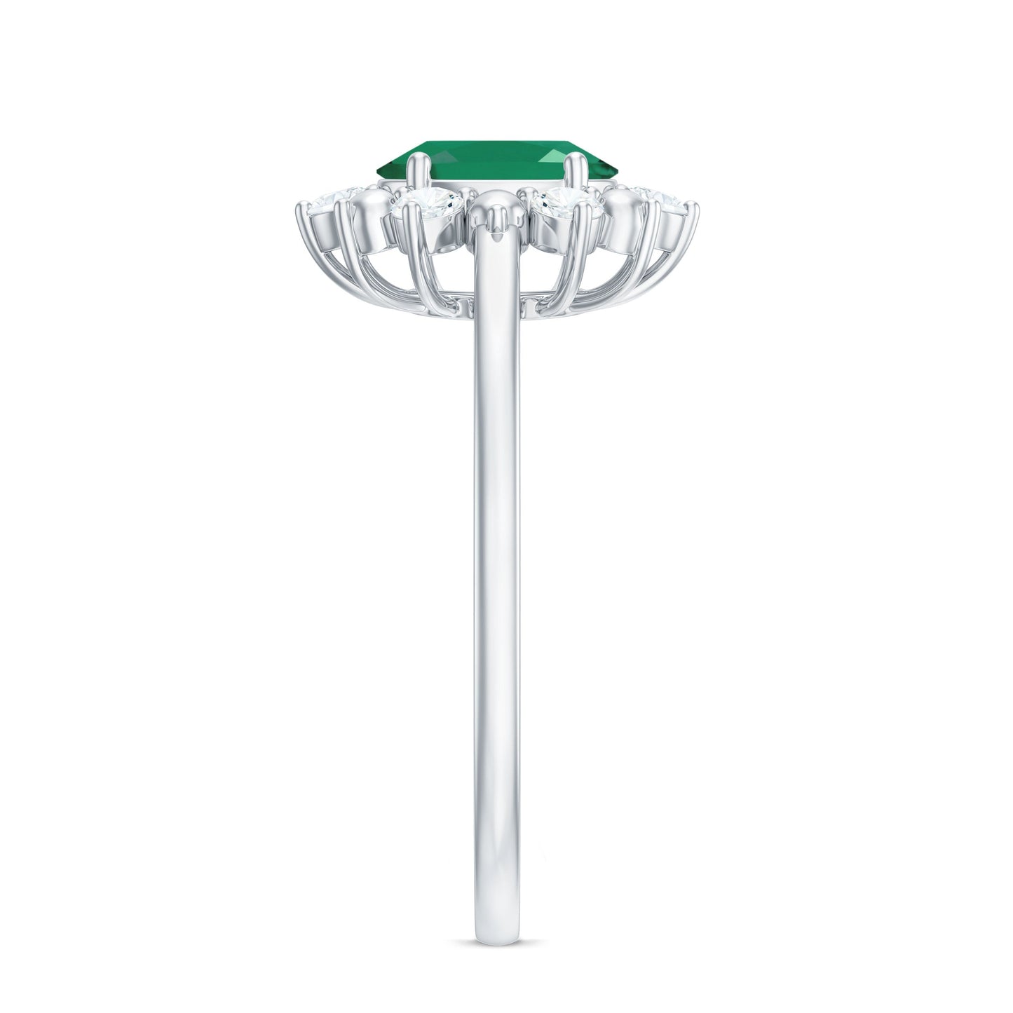 Natural 0.7 Carat Oval Emerald Engagement Ring with Diamond Halo