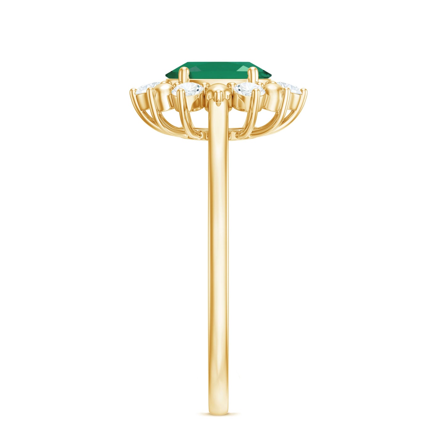 Natural 0.7 Carat Oval Emerald Engagement Ring with Diamond Halo