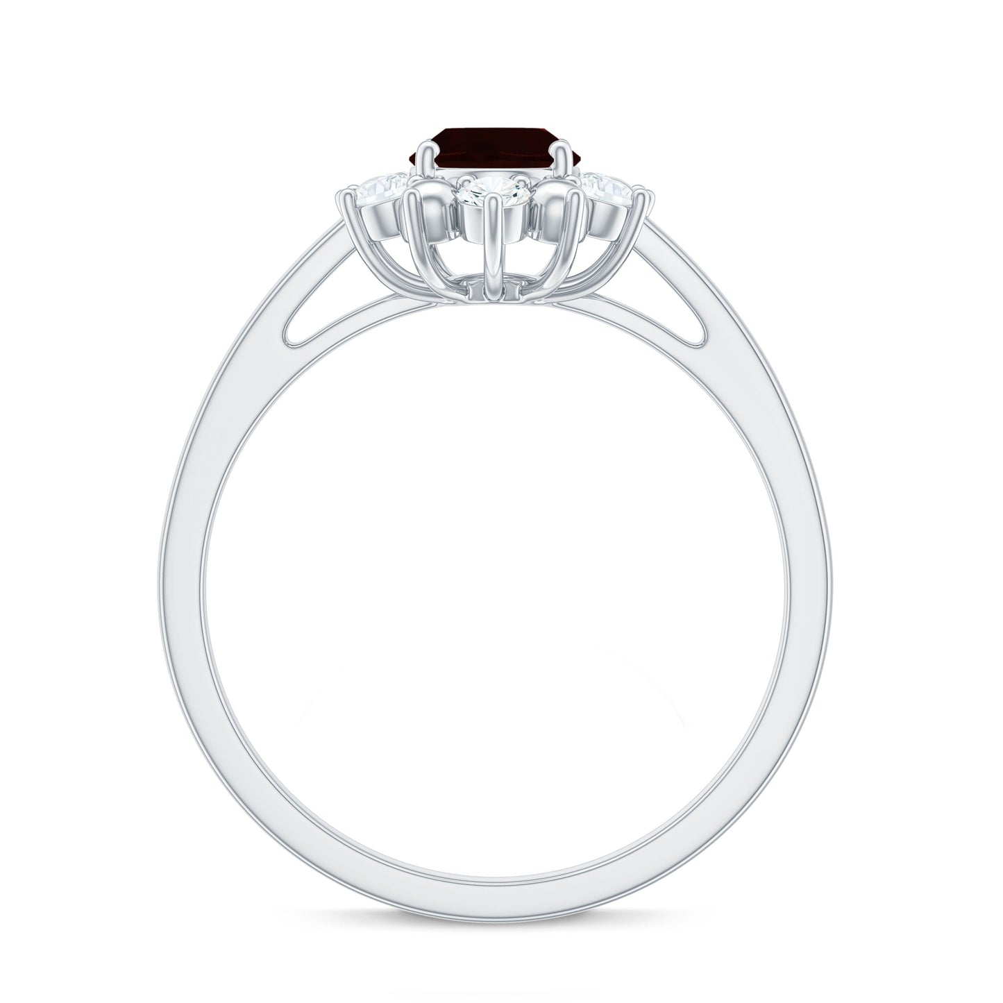 Certified Natural Garnet Oval Engagement Ring with Diamond