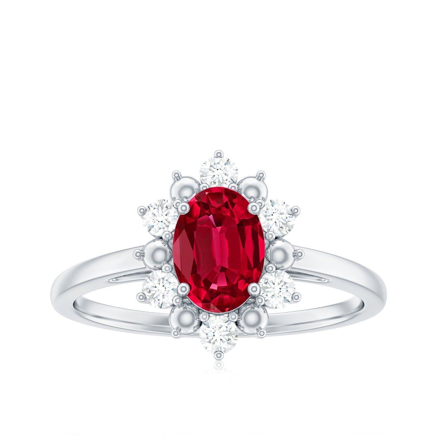 Lab Grown Ruby and Diamond Engagement Ring For Her