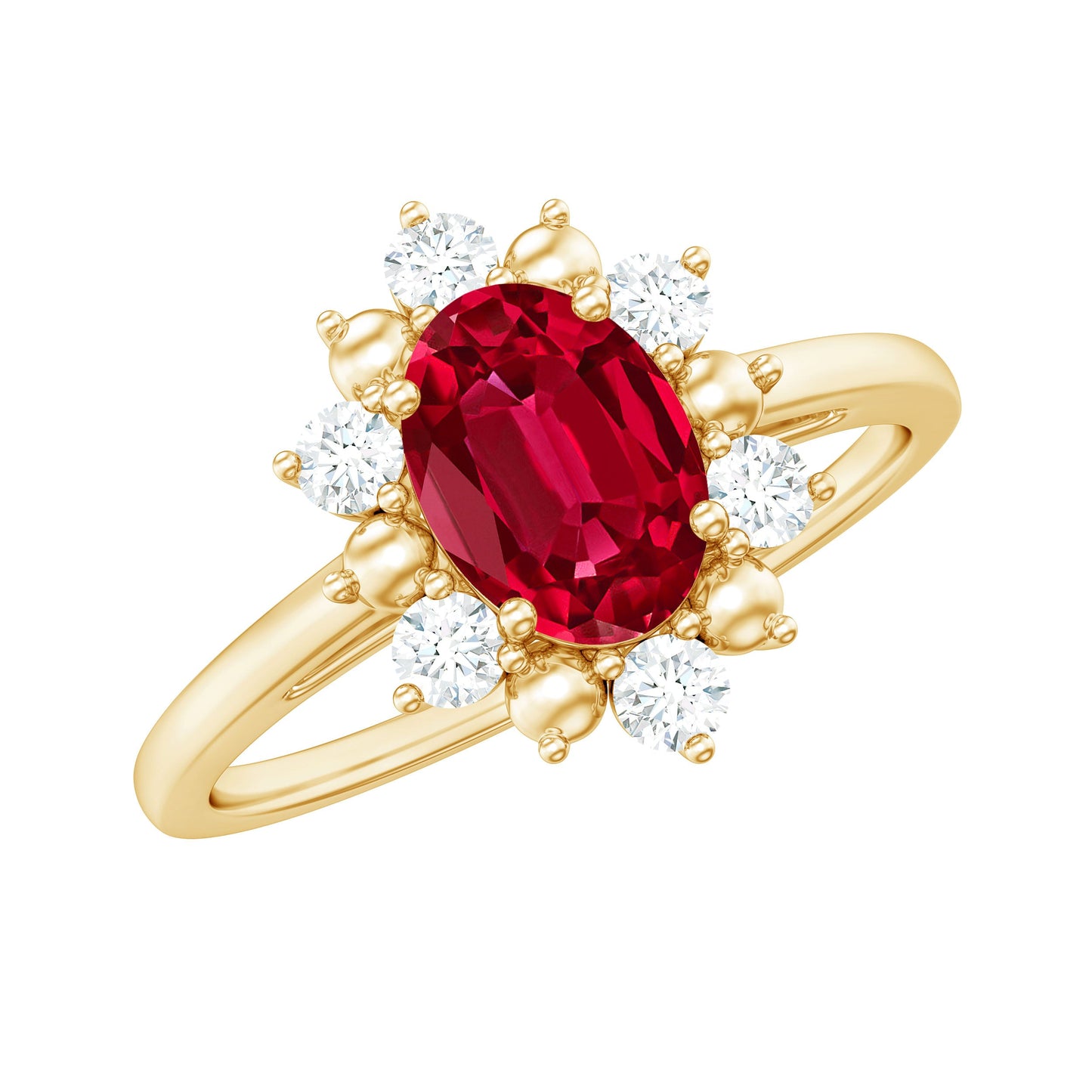 Lab Grown Ruby and Diamond Engagement Ring For Her