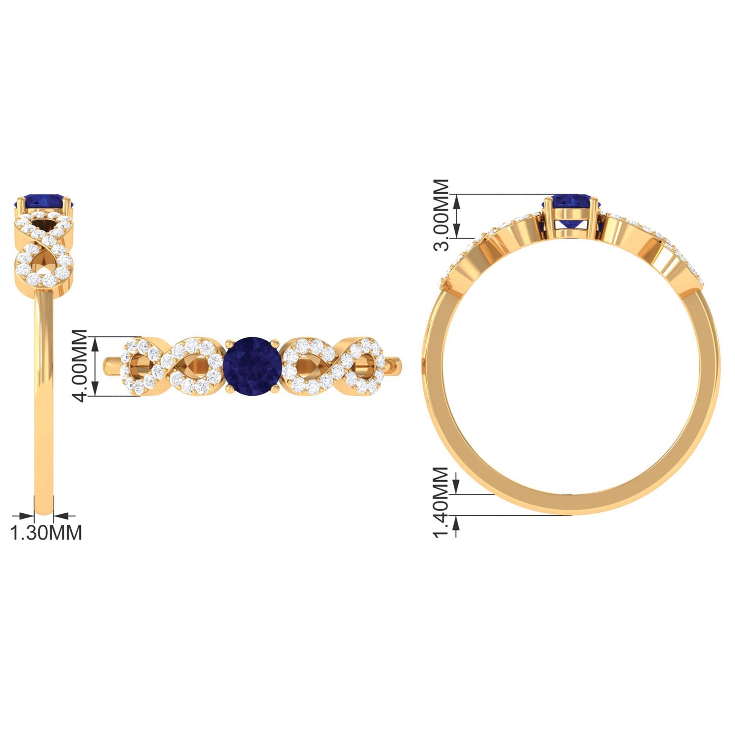 Minimalist Blue Sapphire and Diamond Infinity Promise Ring
