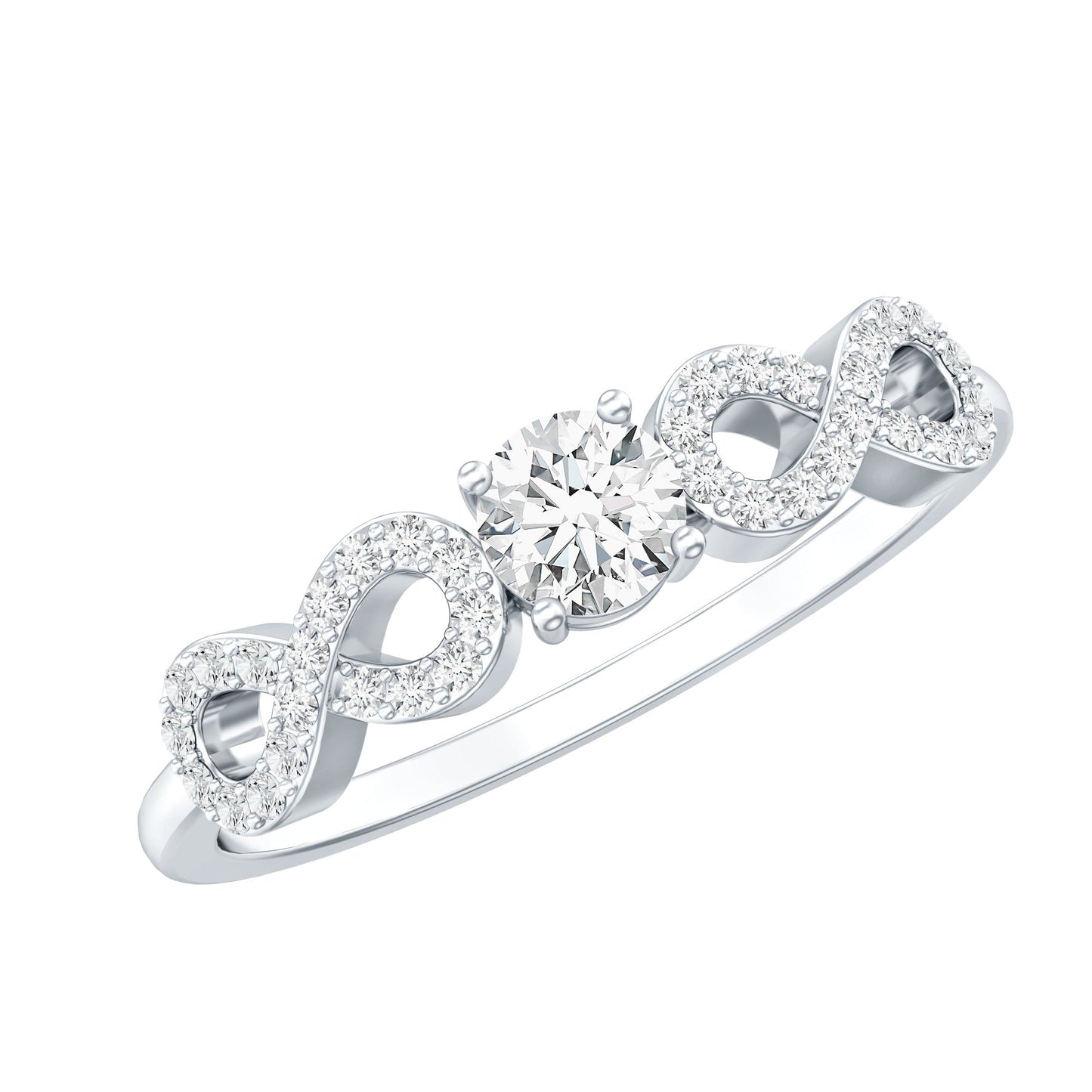 Round Moissanite Infinity Promise Ring with Certificate