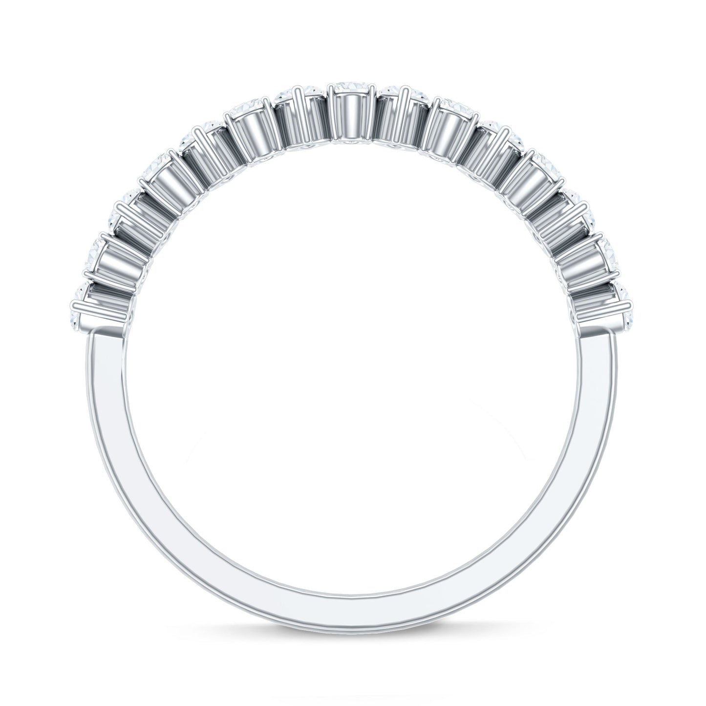 Certified Moissanite Half Eternity Wedding Band Ring