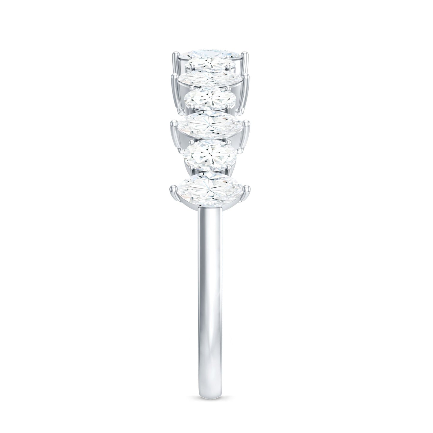 Certified Moissanite Half Eternity Wedding Band Ring