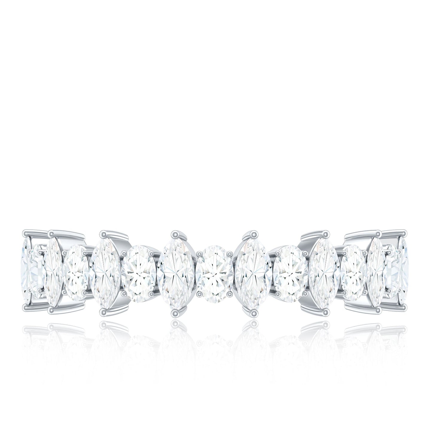 Certified Moissanite Half Eternity Wedding Band Ring