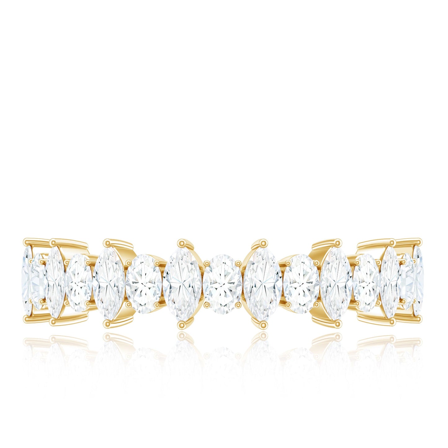 Certified Moissanite Half Eternity Wedding Band Ring