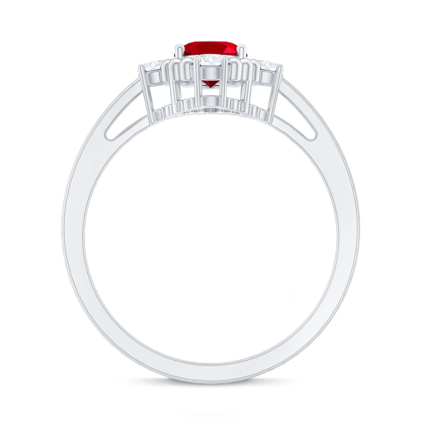 Vintage Inspired Lab Grown Ruby Oval Engagement Ring with Diamonds