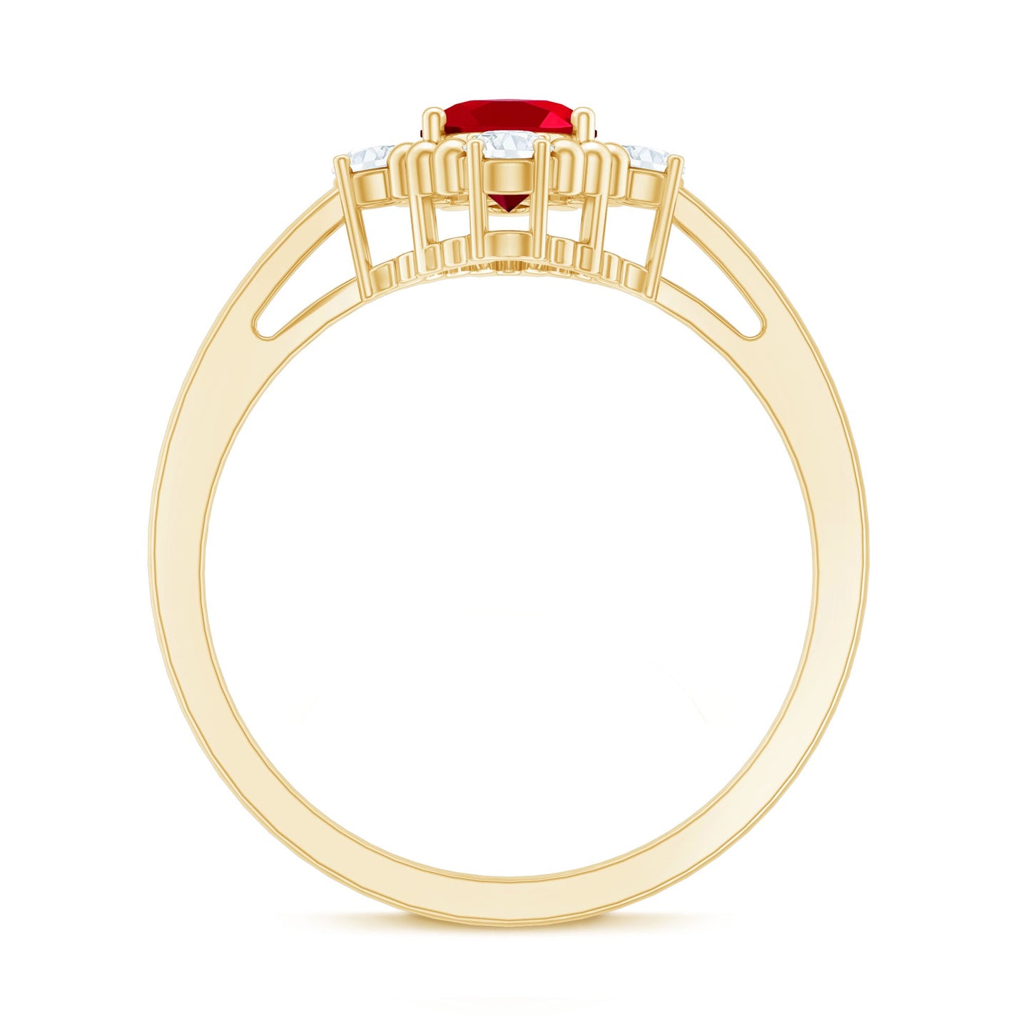 Vintage Inspired Lab Grown Ruby Oval Engagement Ring with Diamonds