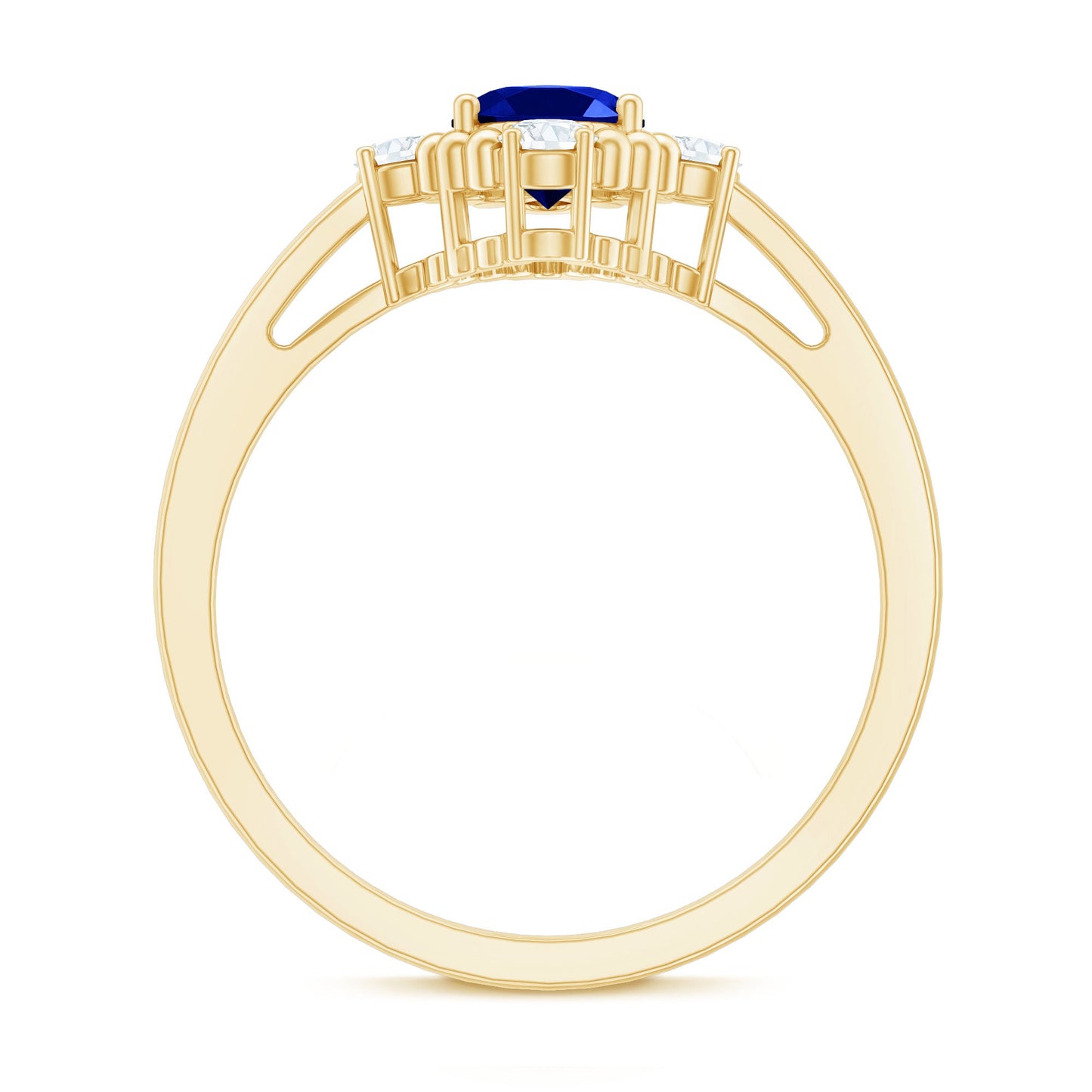 Vintage Style 1 Carat Lab Grown Blue Sapphire Oval Engagement Ring with Diamond