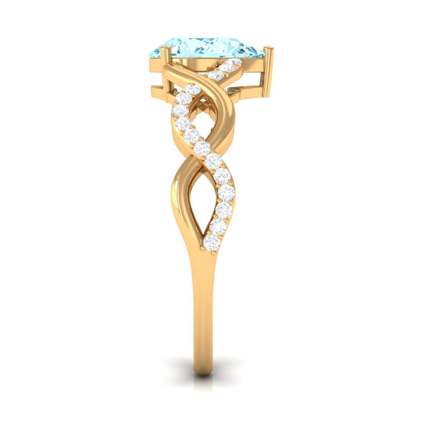 Natural Aquamarine Pear Shaped Engagement Ring with Diamond Infinity Shank