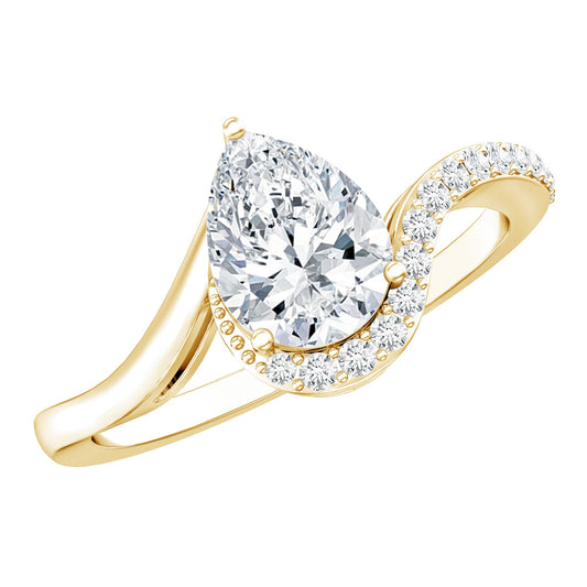 Certified Moissanite Designer Pear Shape Engagement Ring