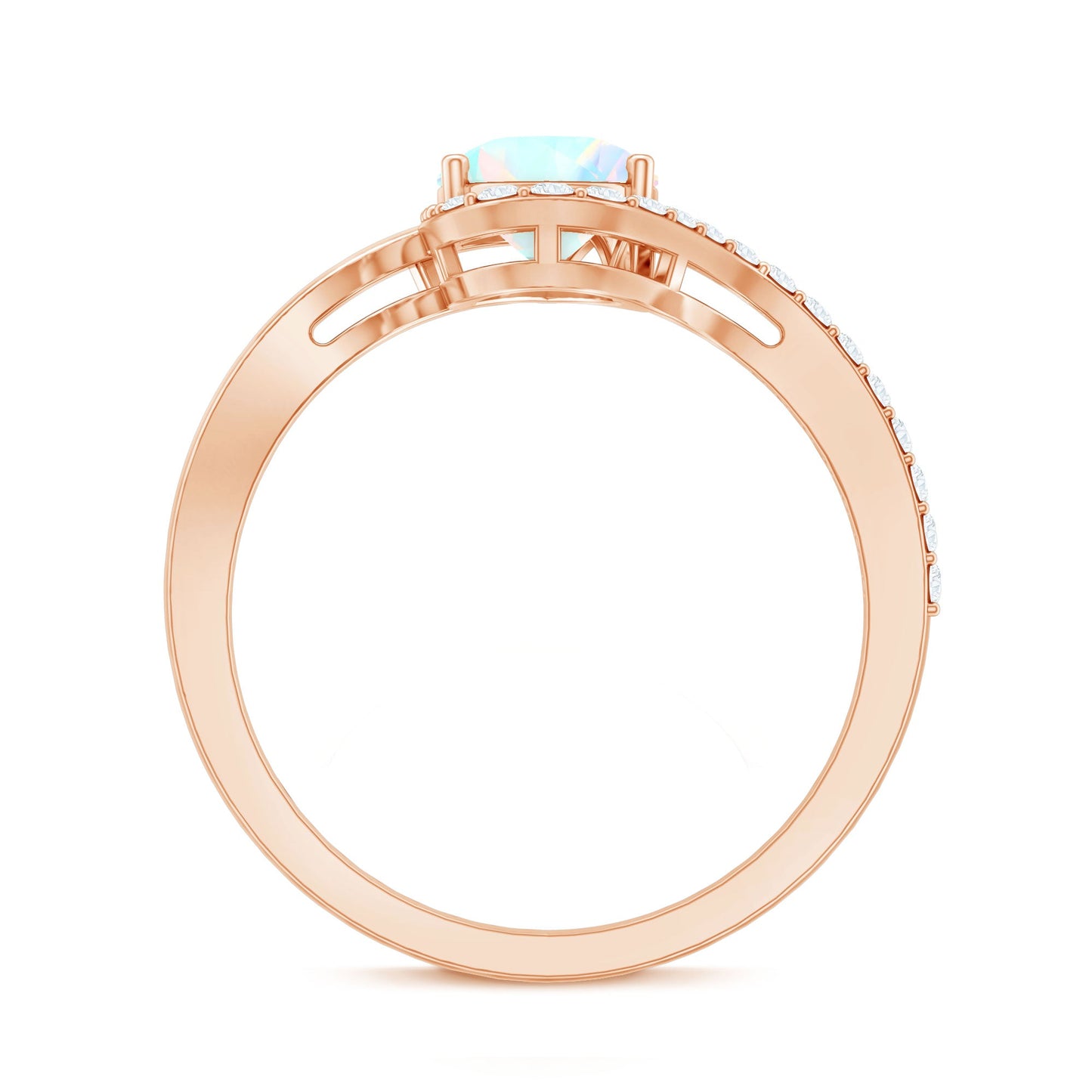 0.7 Carat Pear Cut Ethiopian Opal Engagement Ring with Diamond