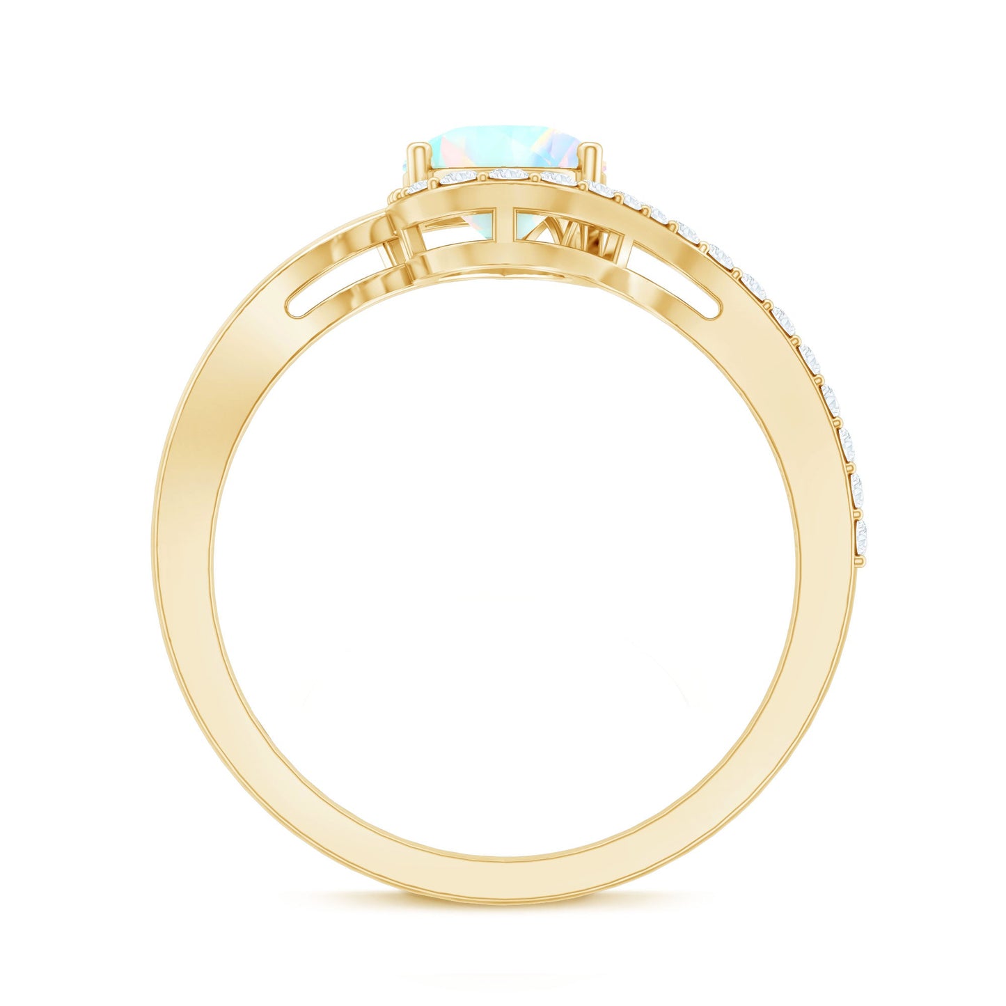 0.7 Carat Pear Cut Ethiopian Opal Engagement Ring with Diamond
