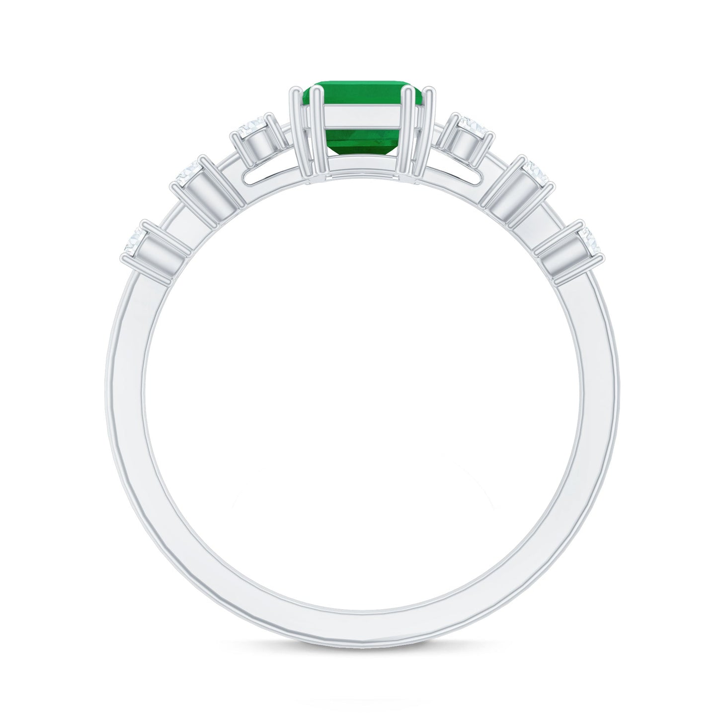 Natural Emerald Diamond Emerald Cut Engagement Ring