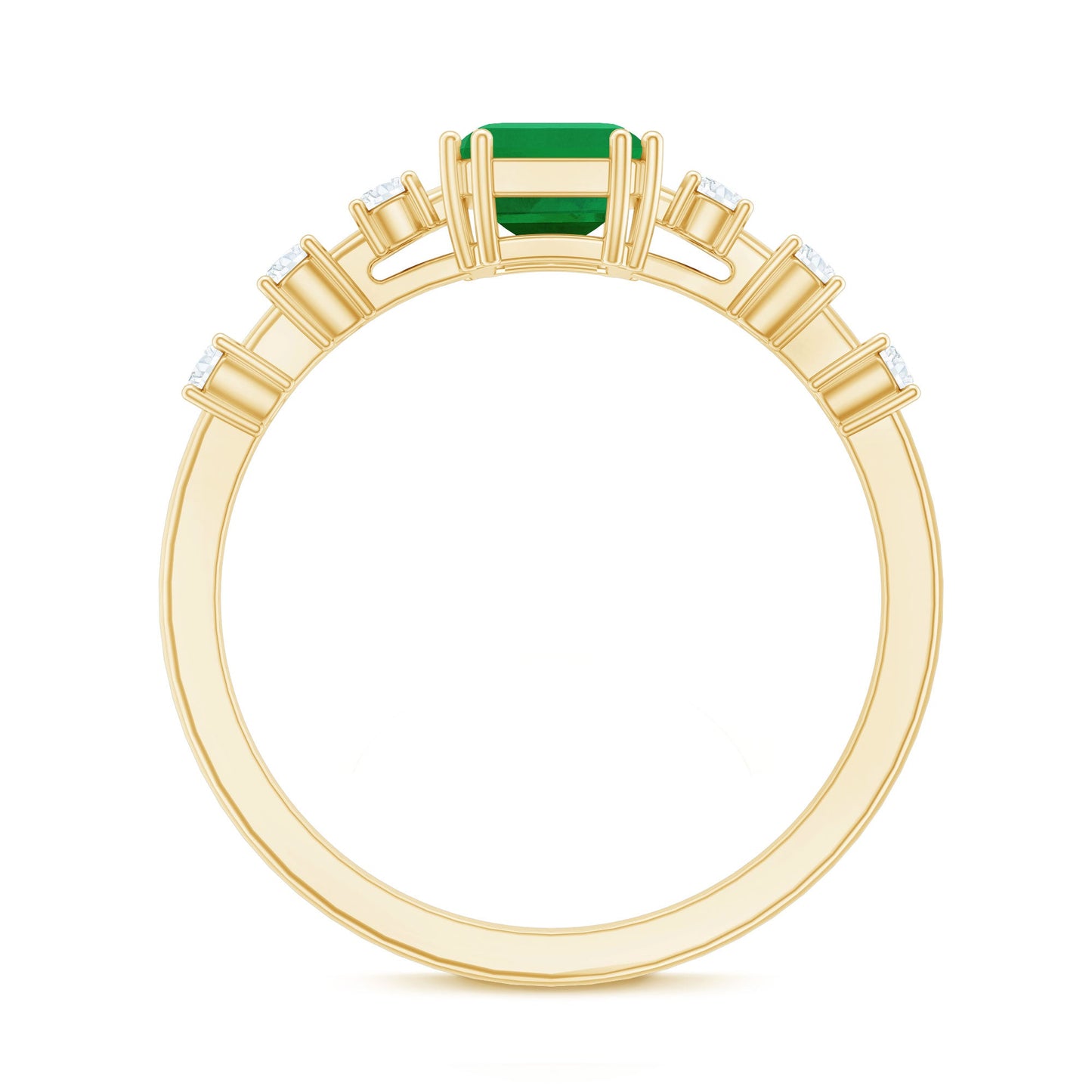 Natural Emerald Diamond Emerald Cut Engagement Ring