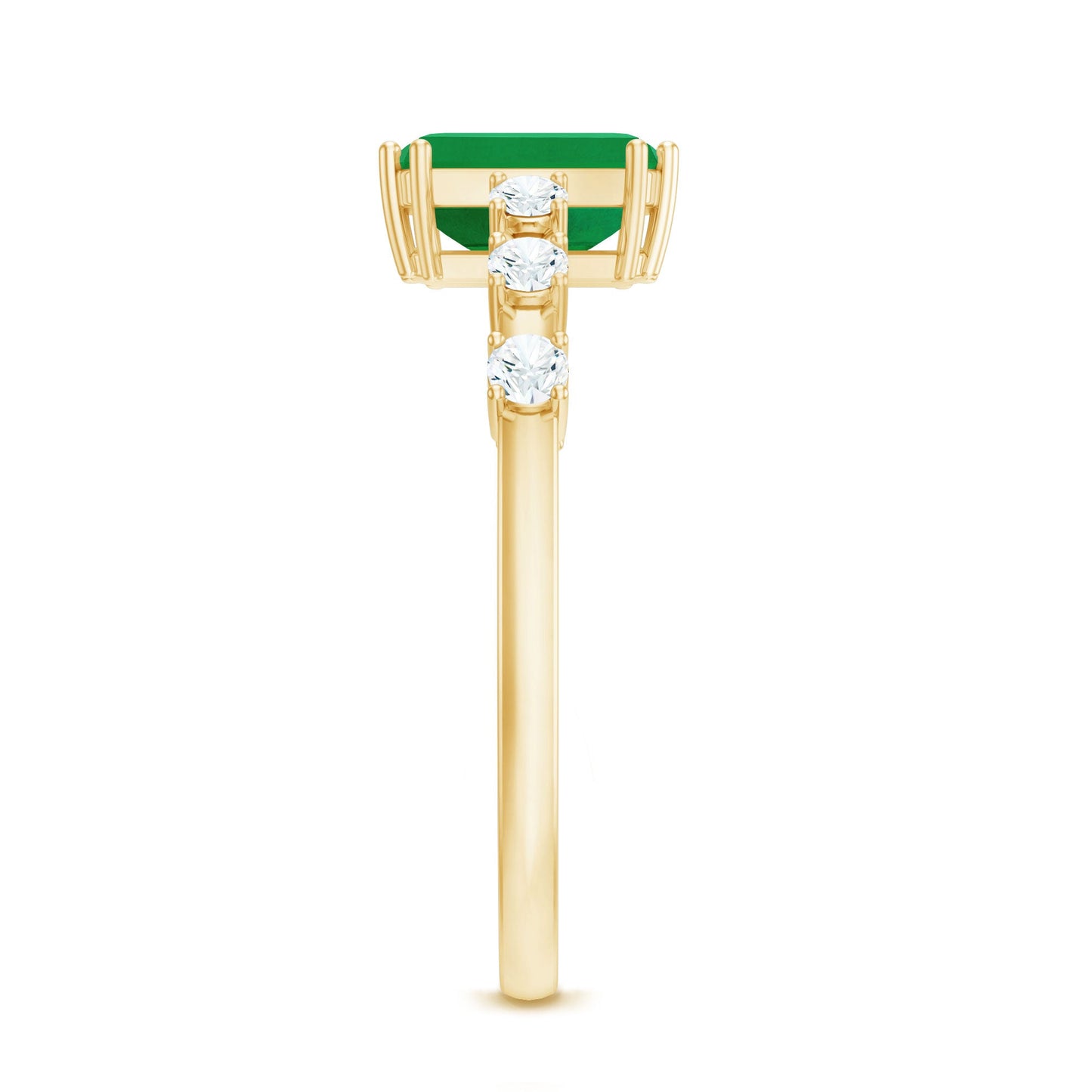 Natural Emerald Diamond Emerald Cut Engagement Ring