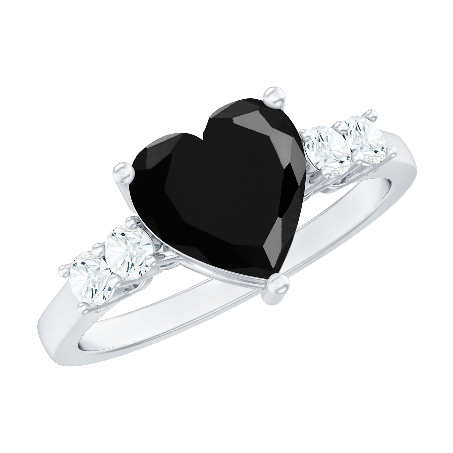 2.4 Carat Lab Grown Black Diamond Heart Engagement Ring with White Diamond