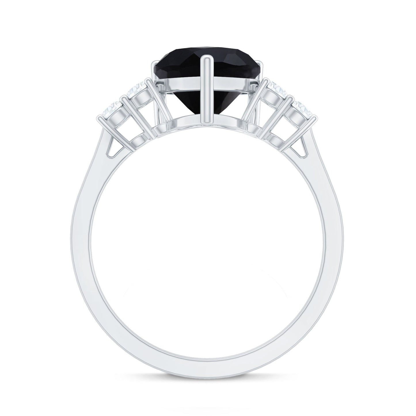 2.4 Carat Lab Grown Black Diamond Heart Engagement Ring with White Diamond