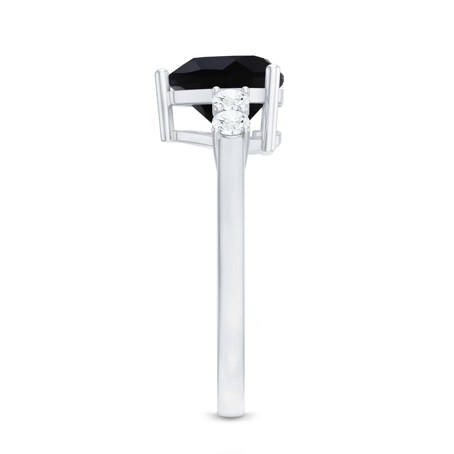 2.4 Carat Lab Grown Black Diamond Heart Engagement Ring with White Diamond