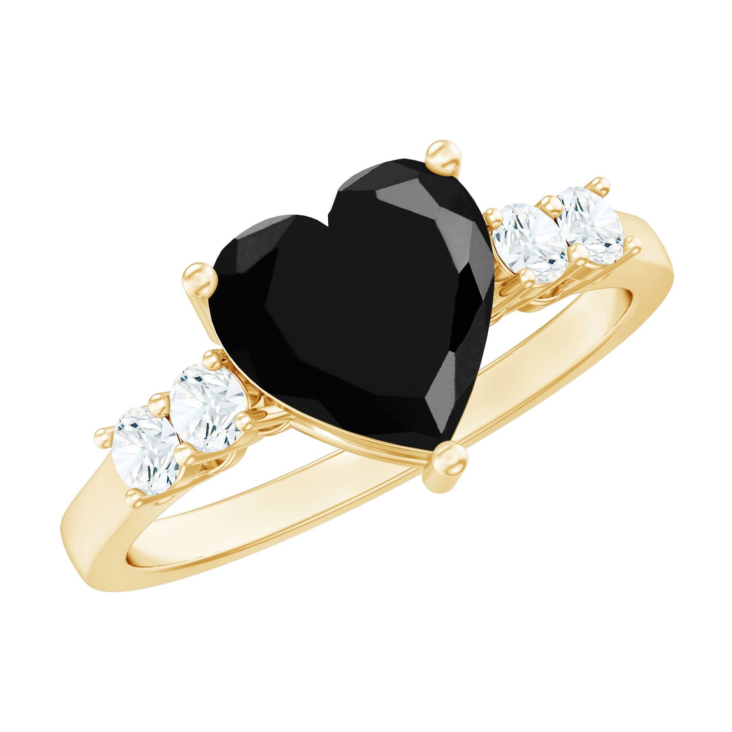 2.4 Carat Lab Grown Black Diamond Heart Engagement Ring with White Diamond