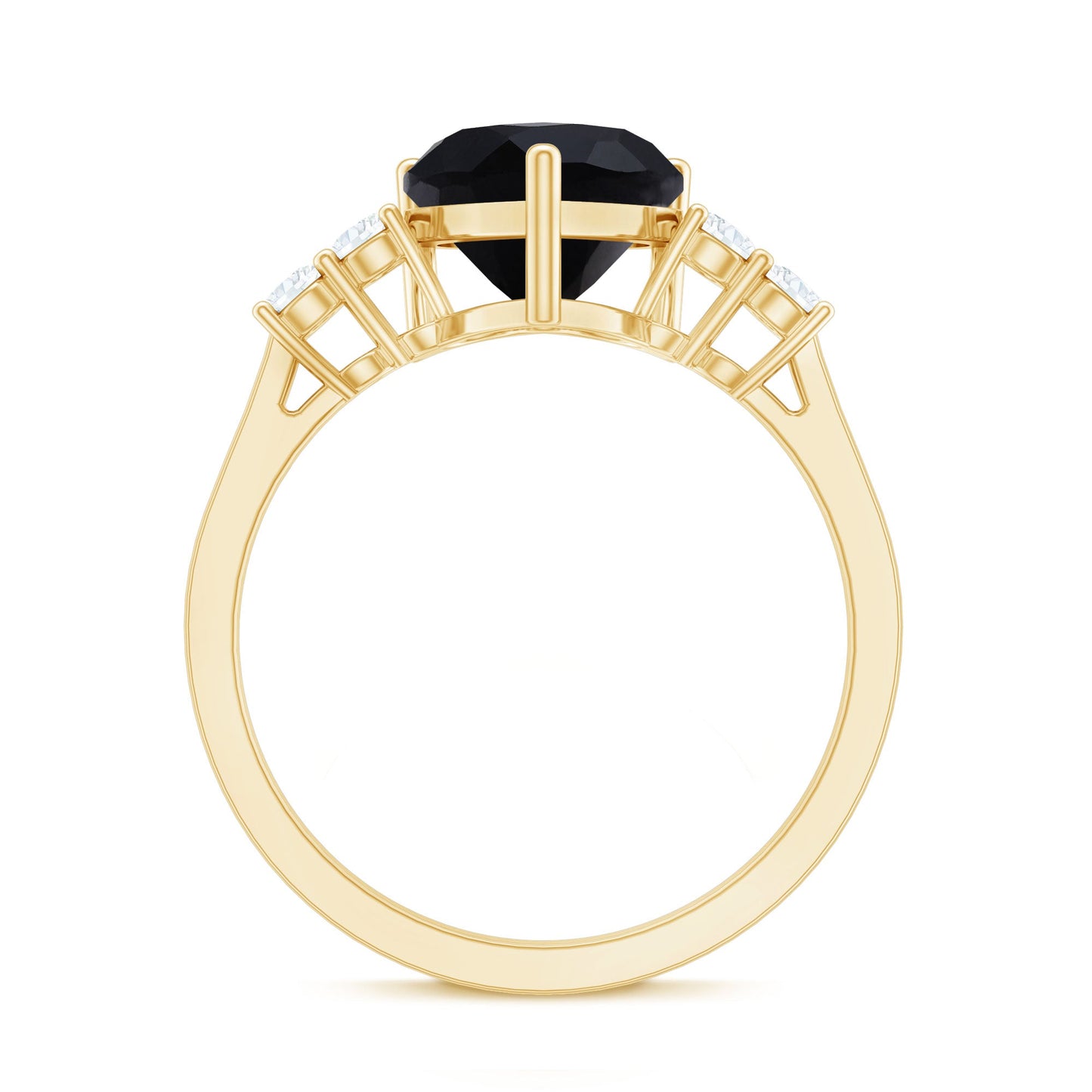 2.4 Carat Lab Grown Black Diamond Heart Engagement Ring with White Diamond