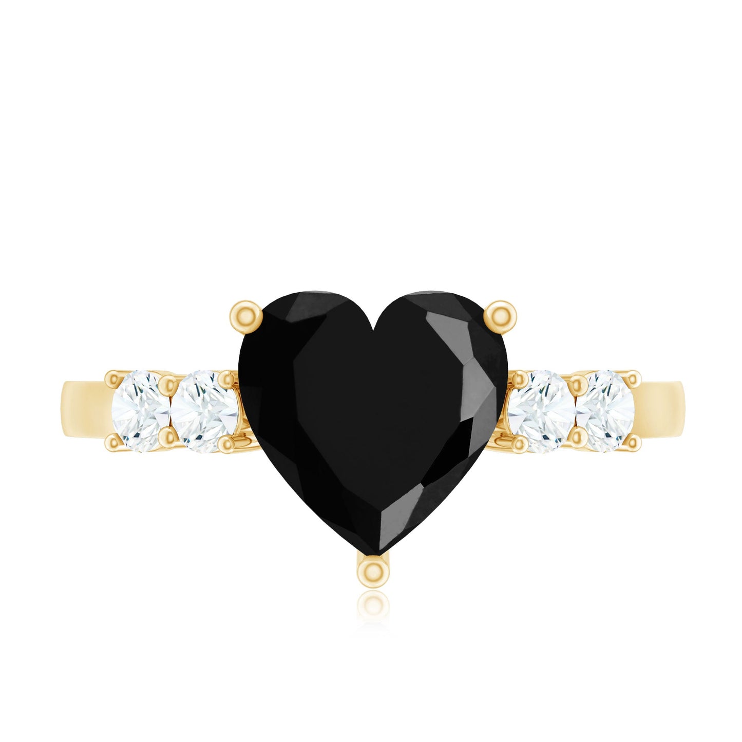 2.4 Carat Lab Grown Black Diamond Heart Engagement Ring with White Diamond