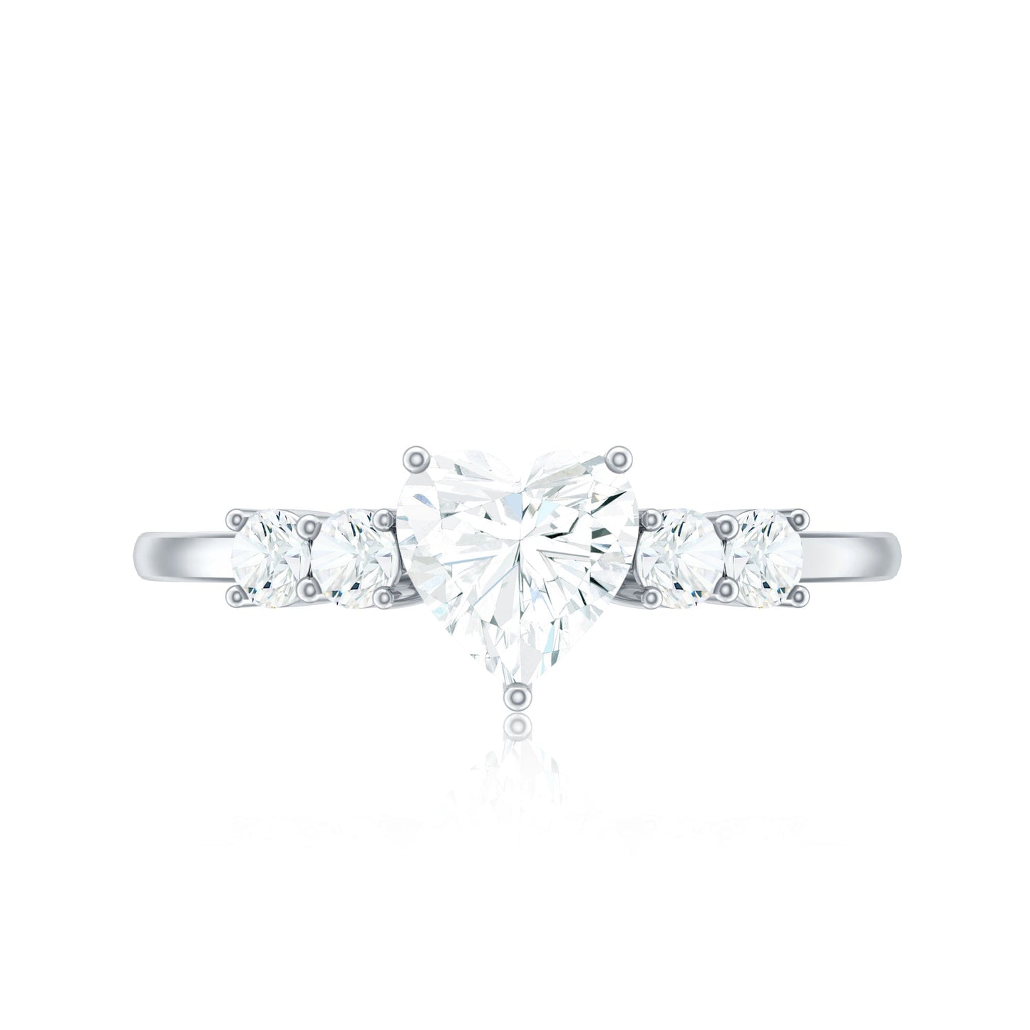 Certified Brilliant Cut Moissanite Heart Promise Ring for Her