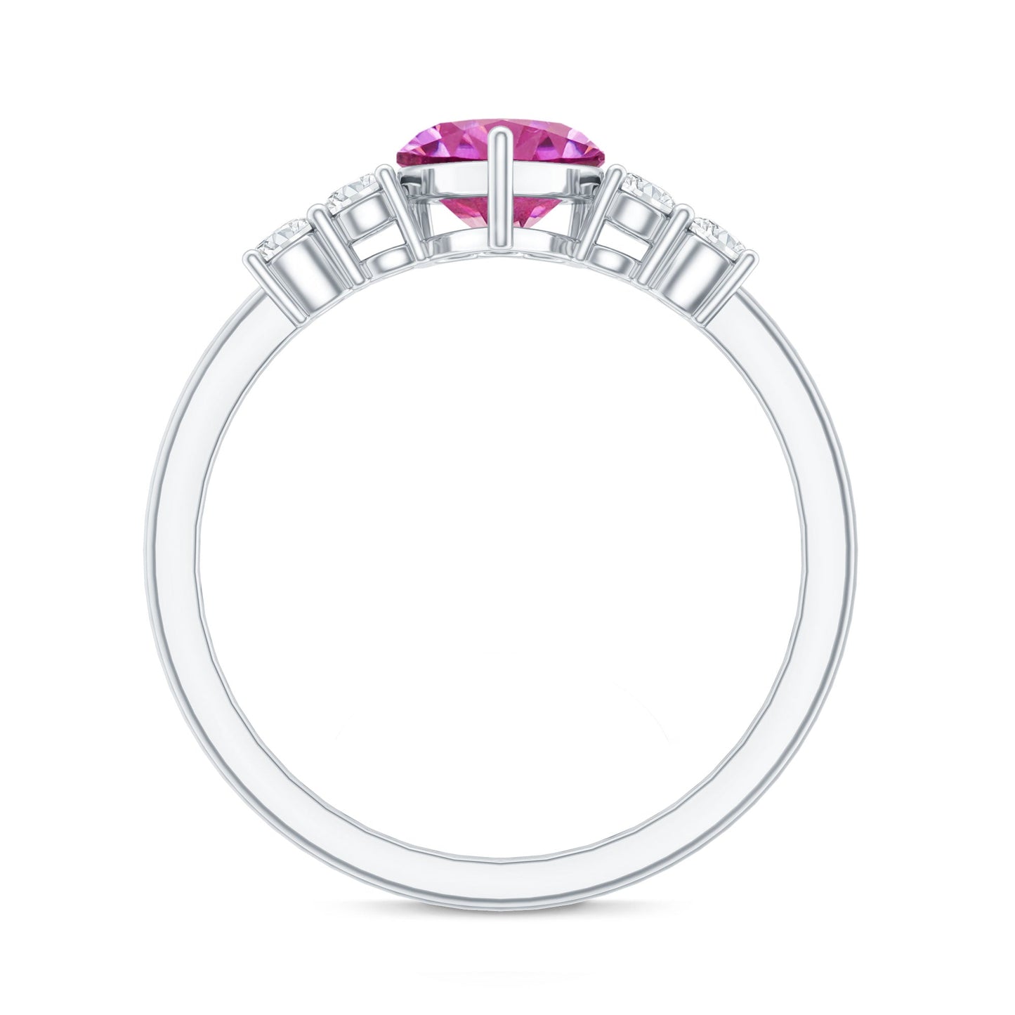 Heart Shape Pink Tourmaline Solitaire Promise Ring with Diamond