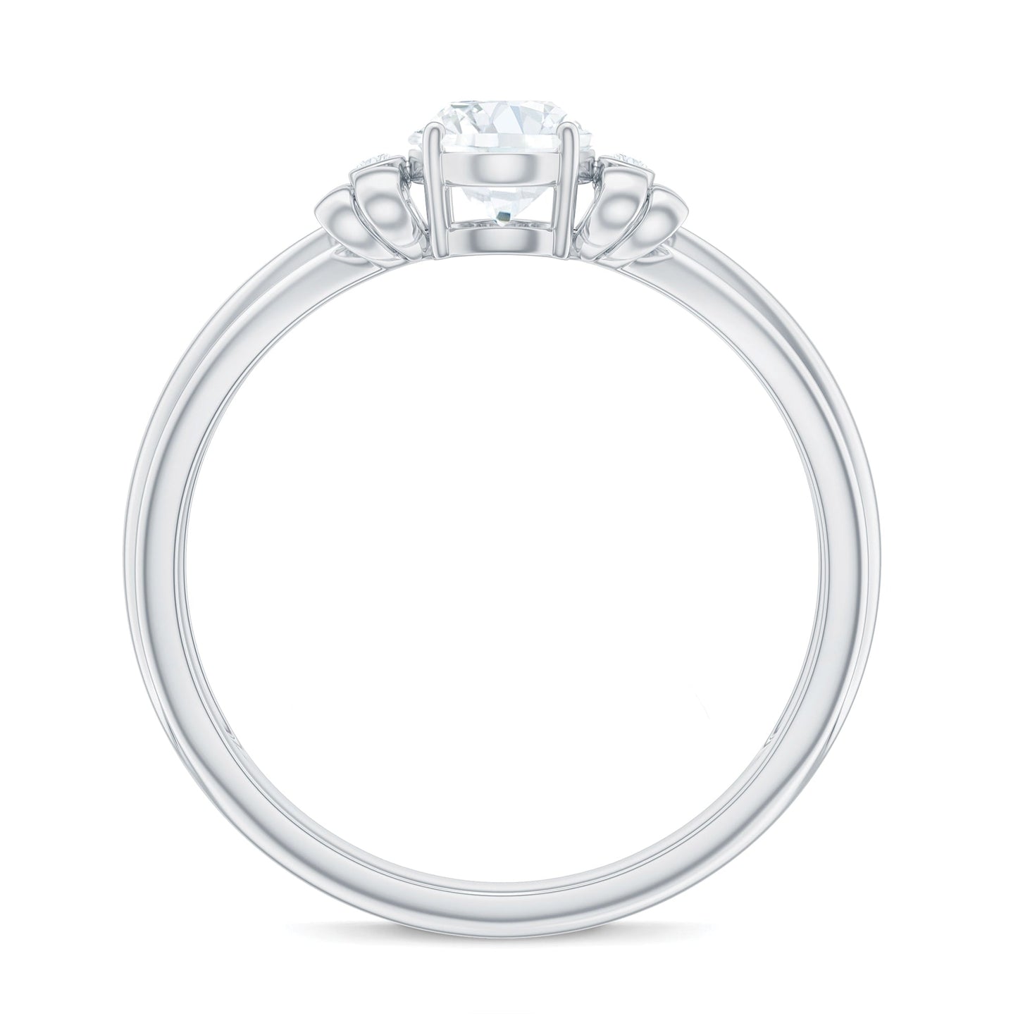 Oval Cut Moissanite Solitaire Engagement Ring with Bow Design