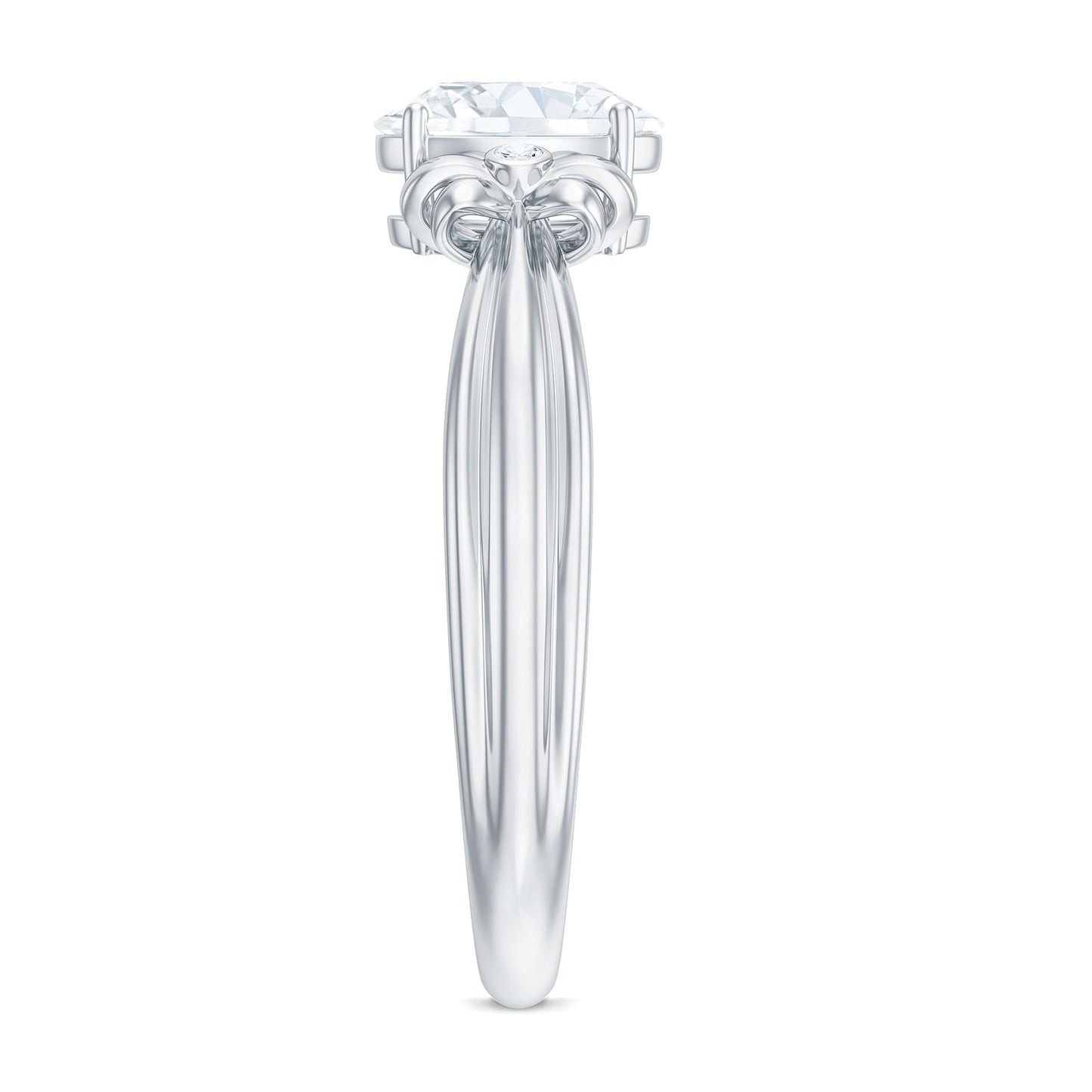 Oval Cut Moissanite Solitaire Engagement Ring with Bow Design