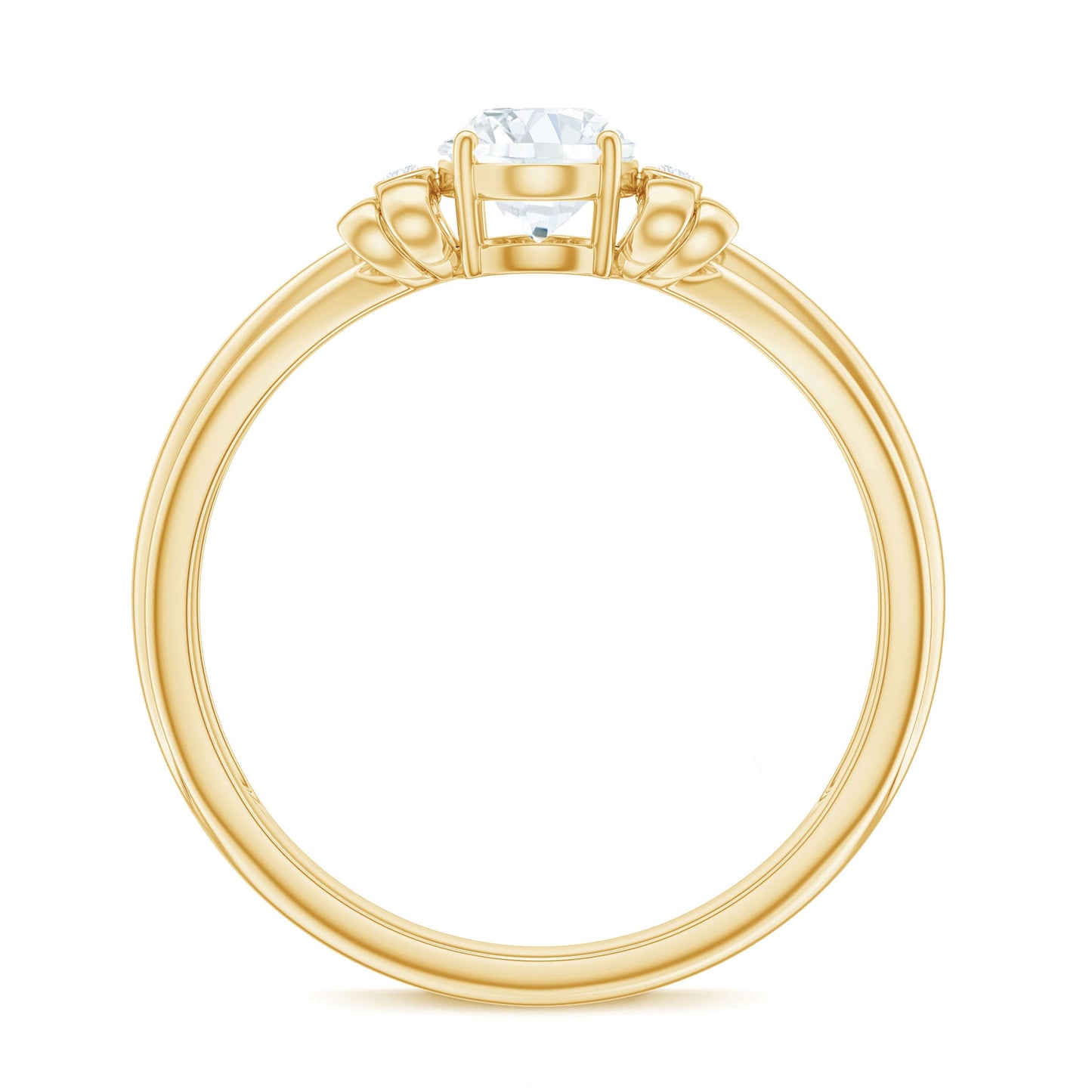 Oval Cut Moissanite Solitaire Engagement Ring with Bow Design