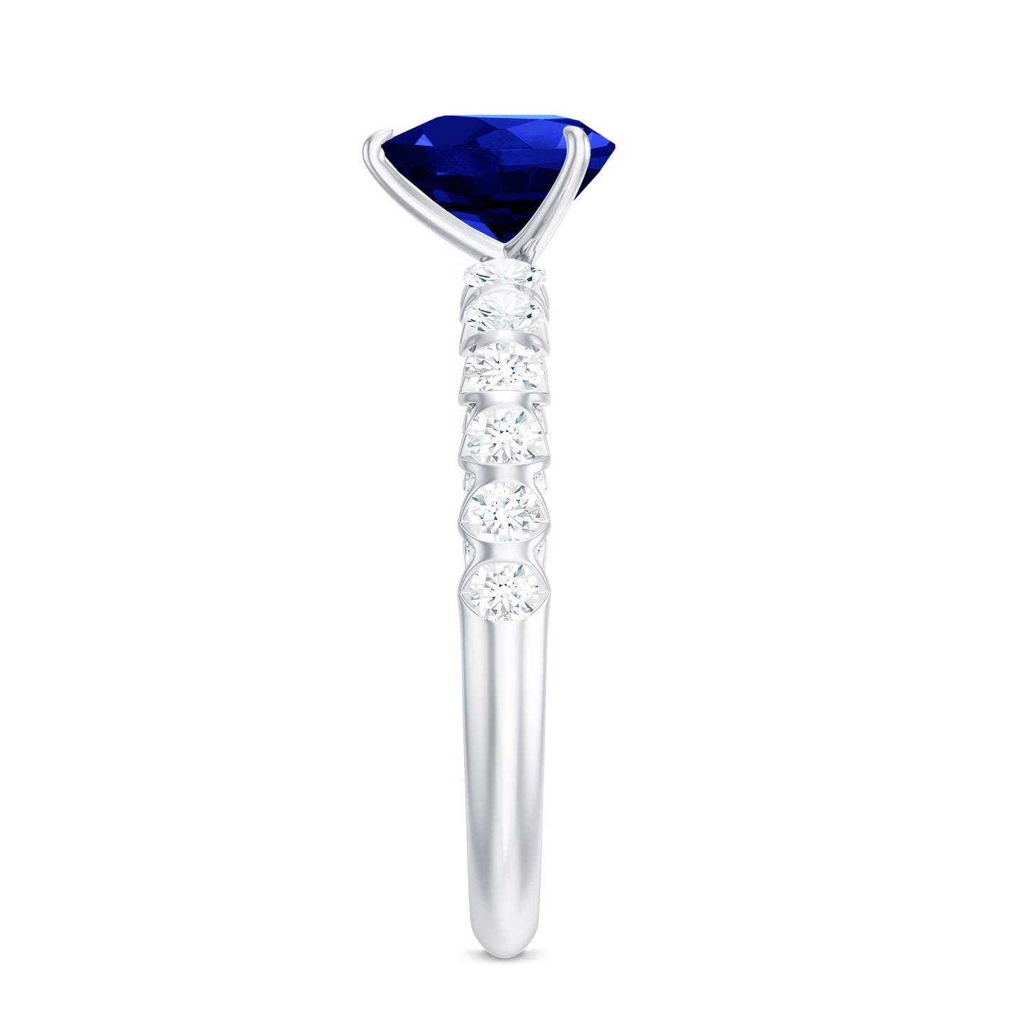 Certified 0.9 Carat Lab Created Blue Sapphire Heart Engagement Ring with Diamond