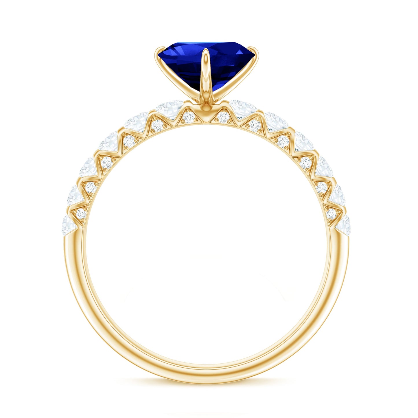 Certified 0.9 Carat Lab Created Blue Sapphire Heart Engagement Ring with Diamond