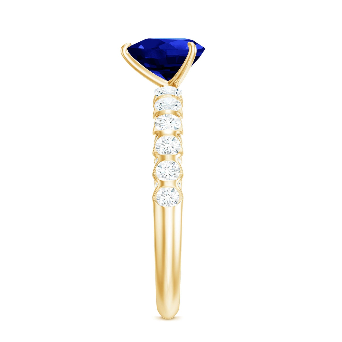 Certified 0.9 Carat Lab Created Blue Sapphire Heart Engagement Ring with Diamond