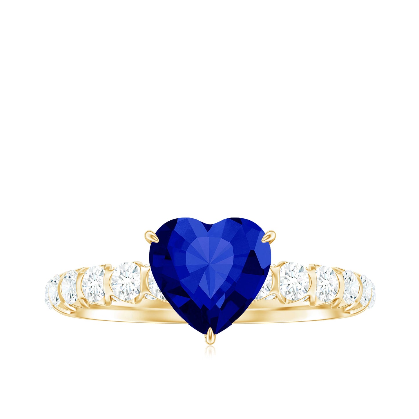 Certified 0.9 Carat Lab Created Blue Sapphire Heart Engagement Ring with Diamond