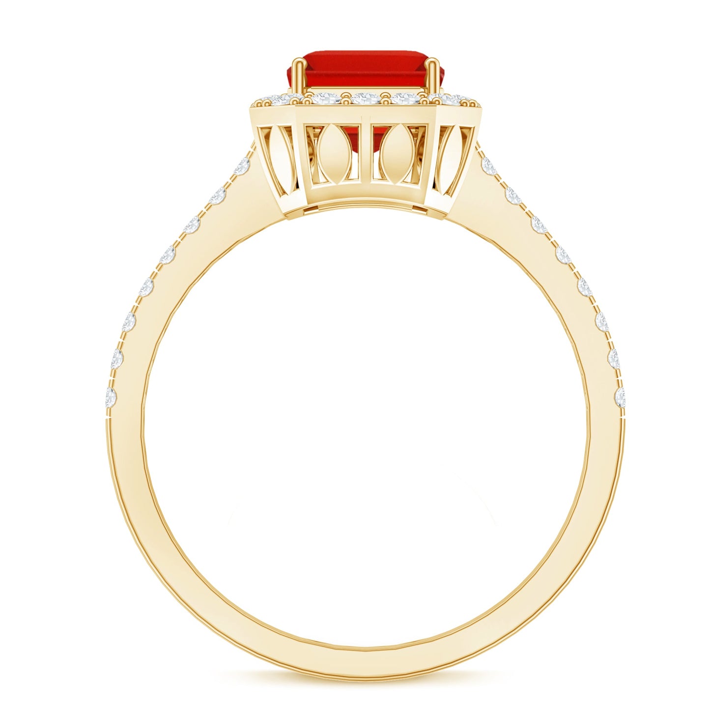 Emerald Cut Fire Opal Simple Engagement Ring with Diamond Halo
