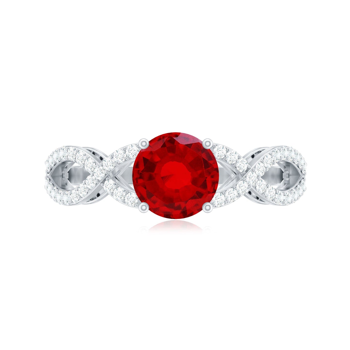 Certified Lab Grown Ruby Crossover Engagement Ring With Moissanite