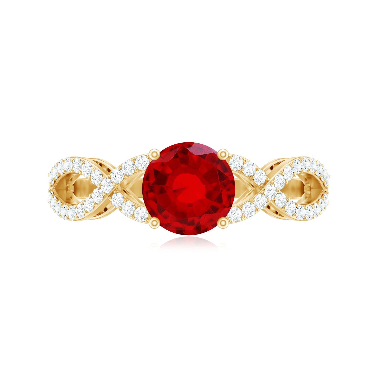 Certified Lab Grown Ruby Crossover Engagement Ring With Moissanite