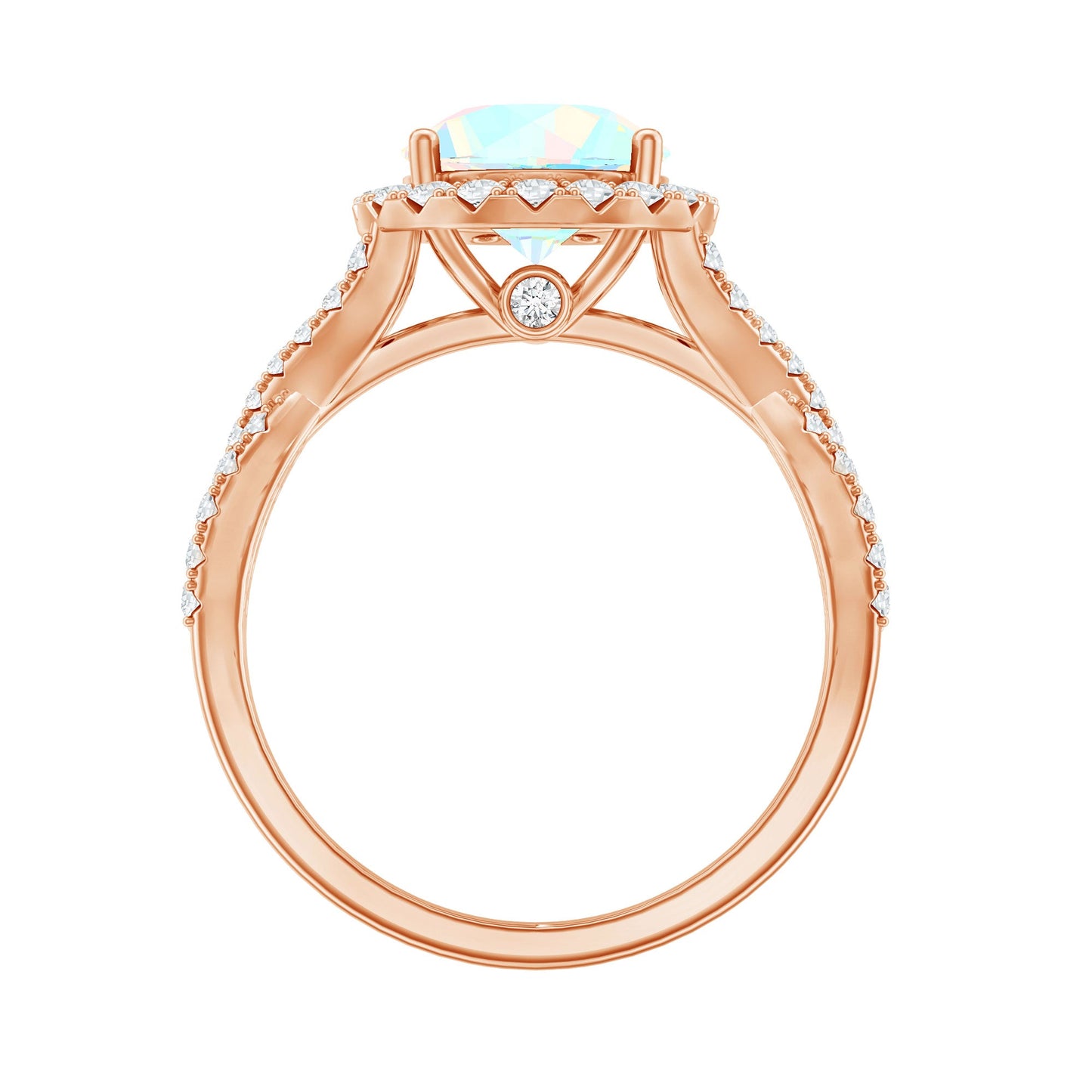 Real 2 Carat Ethiopian Opal Halo Engagement Ring with Crossover Shank