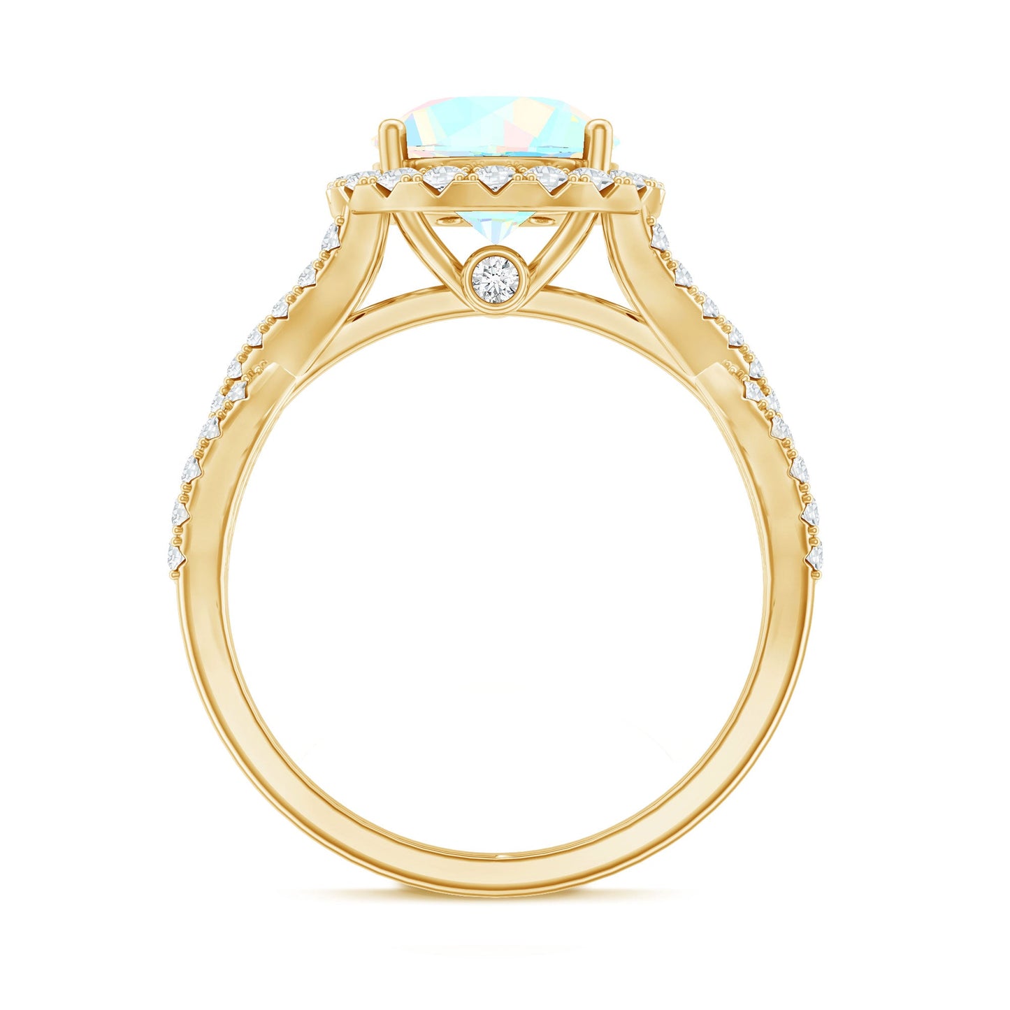 Real 2 Carat Ethiopian Opal Halo Engagement Ring with Crossover Shank
