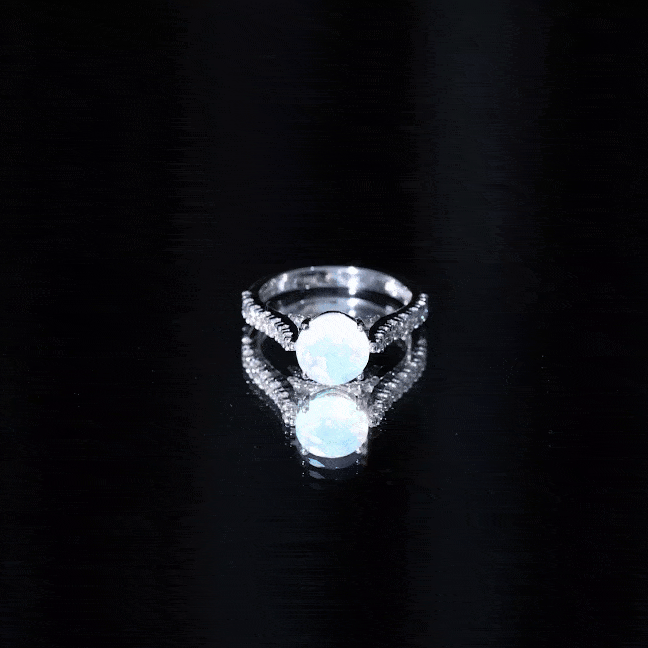 Natural 2 Carat Ethiopian Opal Diamond Engagement Ring with Side Stones
