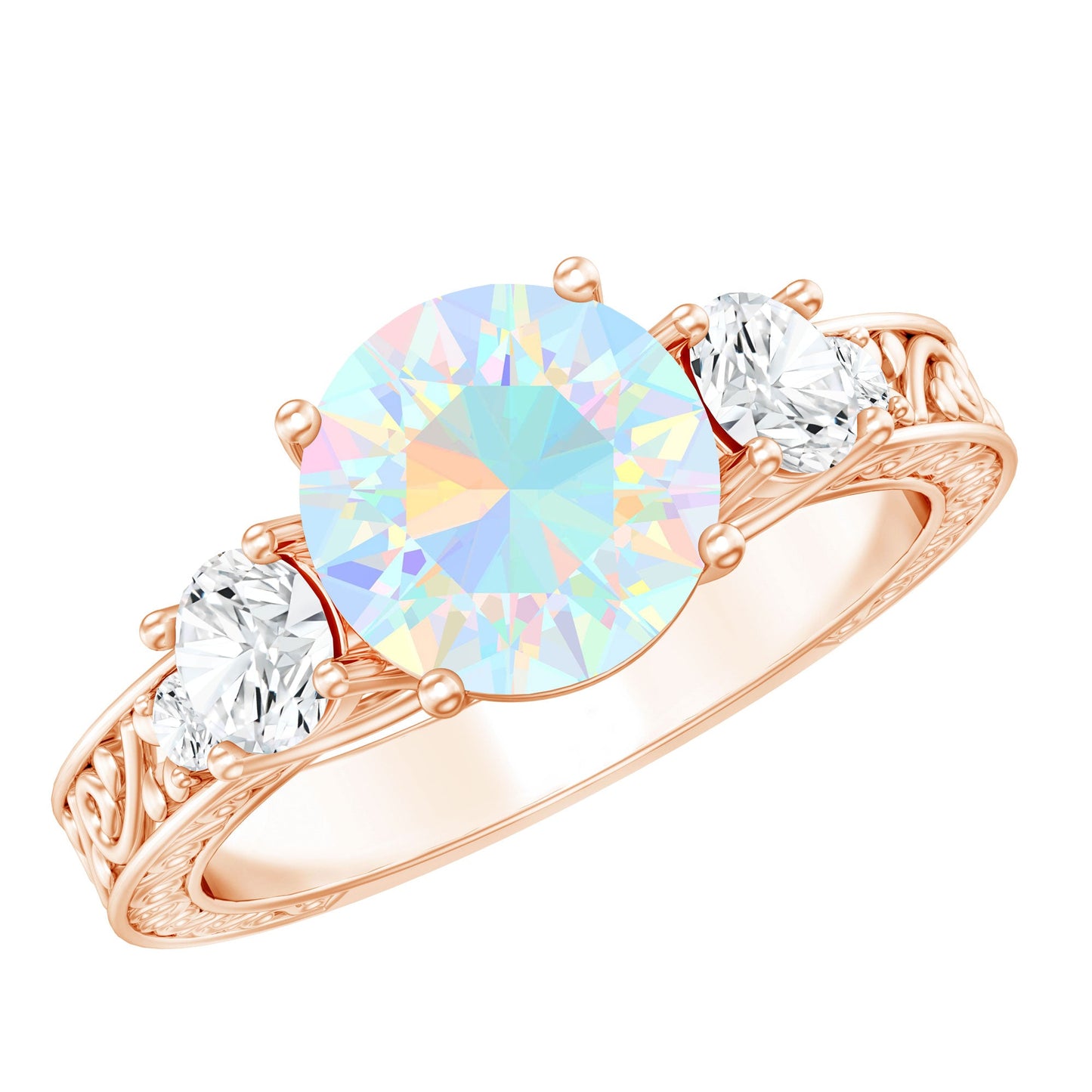Certified 2 Carat Real Ethiopian Opal 3 Stone Engagement Ring With Certificate