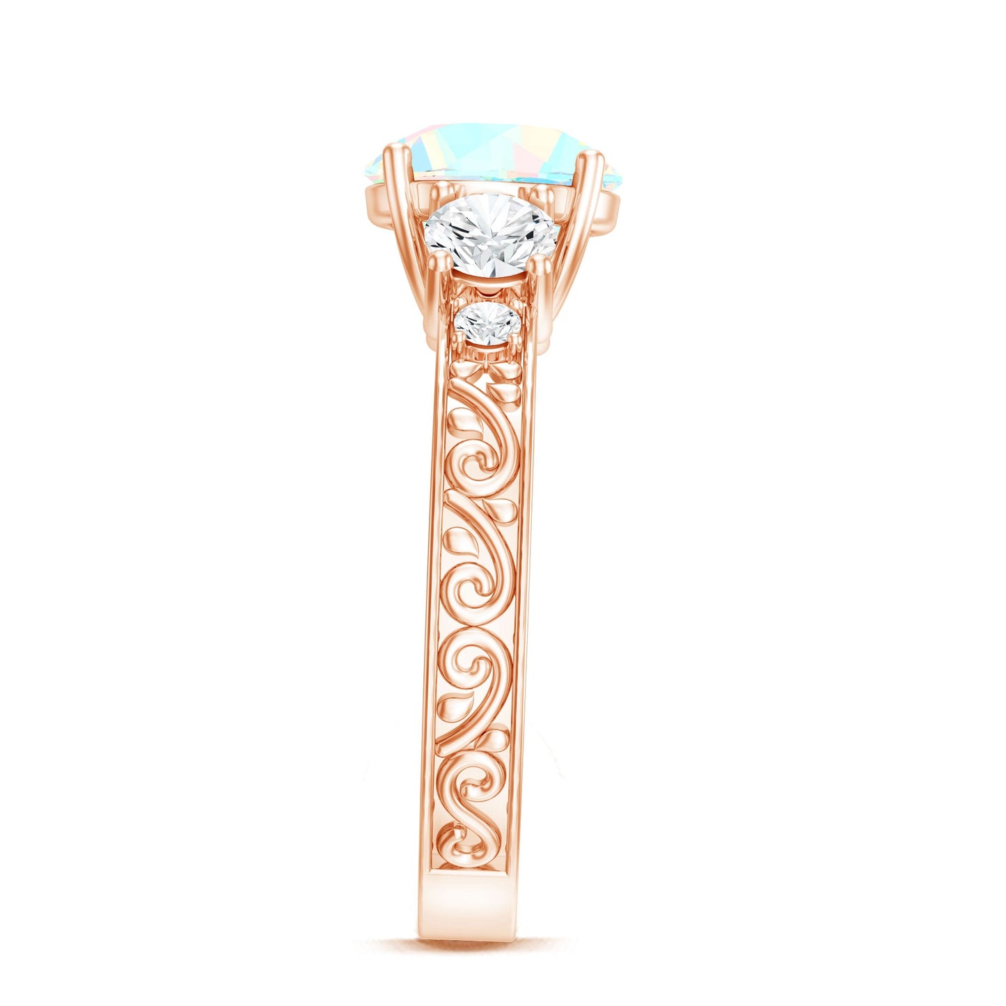 Certified 2 Carat Real Ethiopian Opal 3 Stone Engagement Ring With Certificate