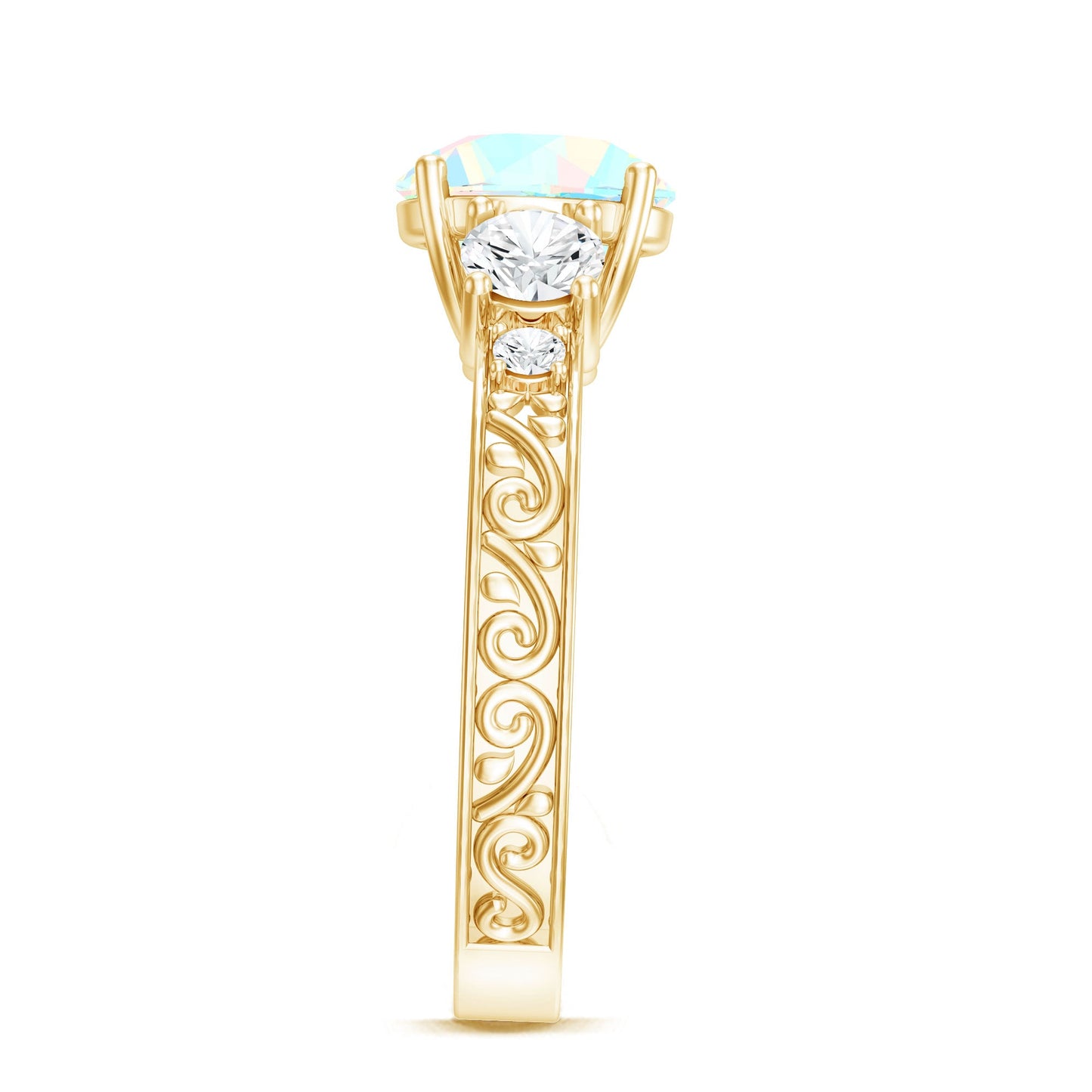 Certified 2 Carat Real Ethiopian Opal 3 Stone Engagement Ring With Certificate