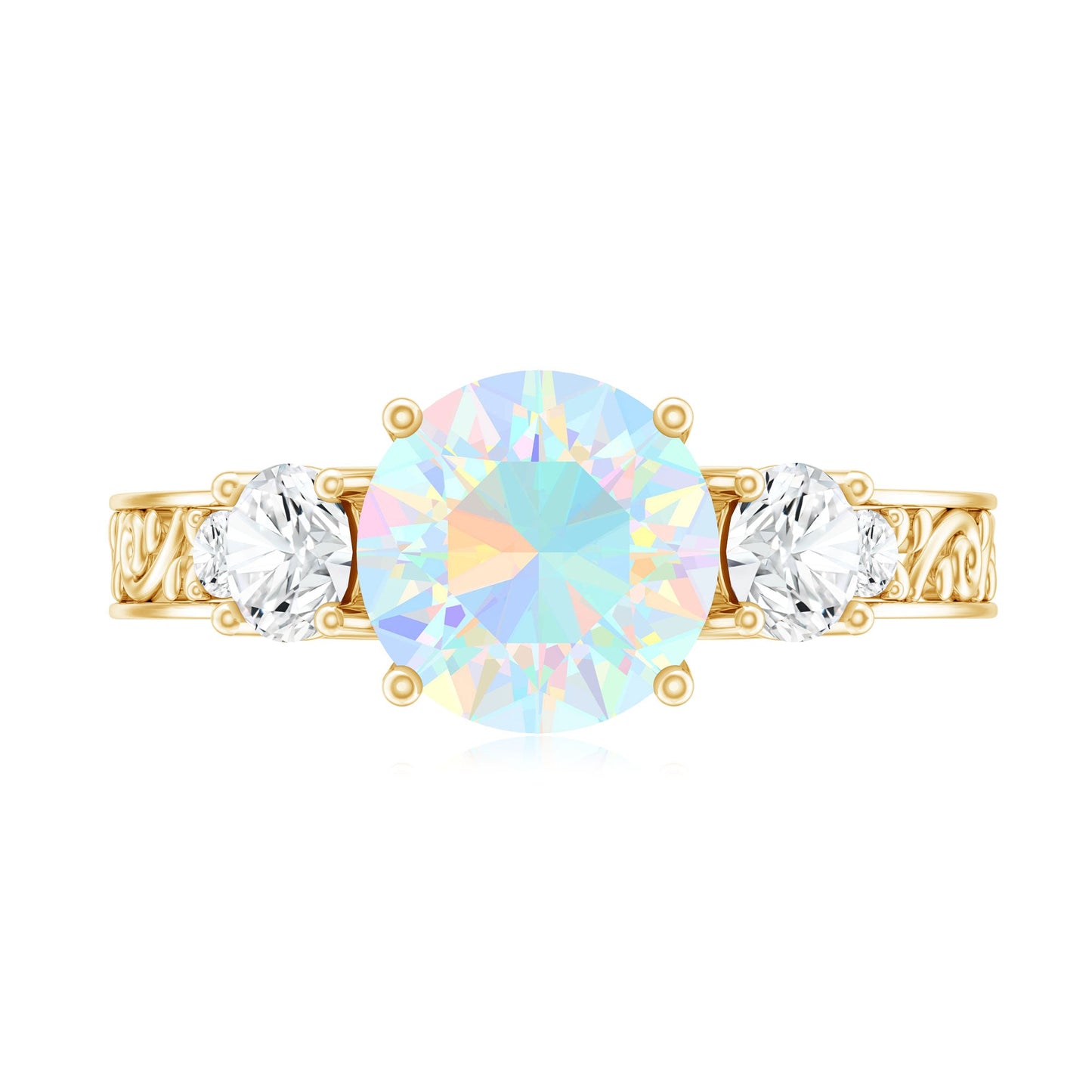 Certified 2 Carat Real Ethiopian Opal 3 Stone Engagement Ring With Certificate