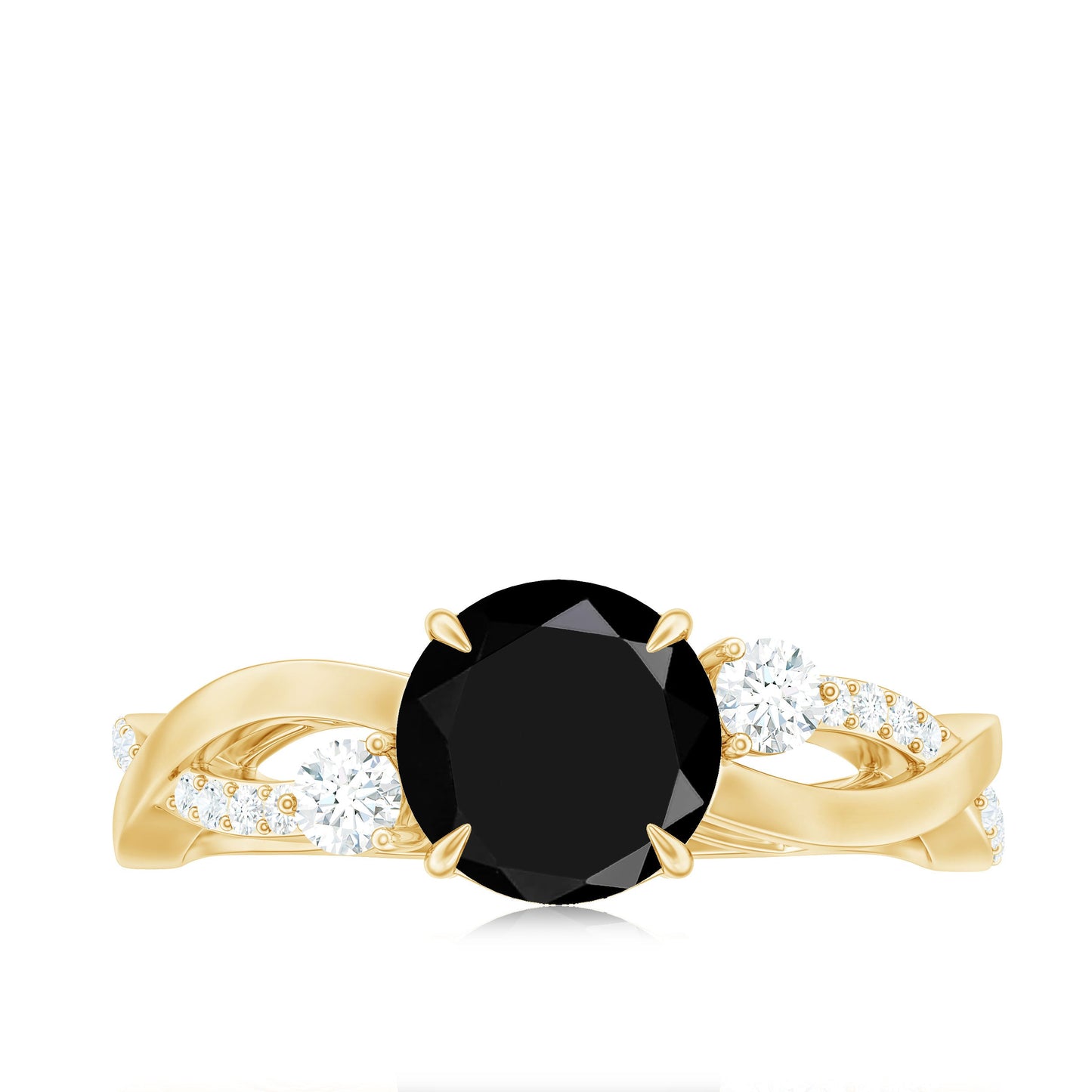 2 Carat Lab Grown Black and White Diamond Engagement Ring with Crossover Shank