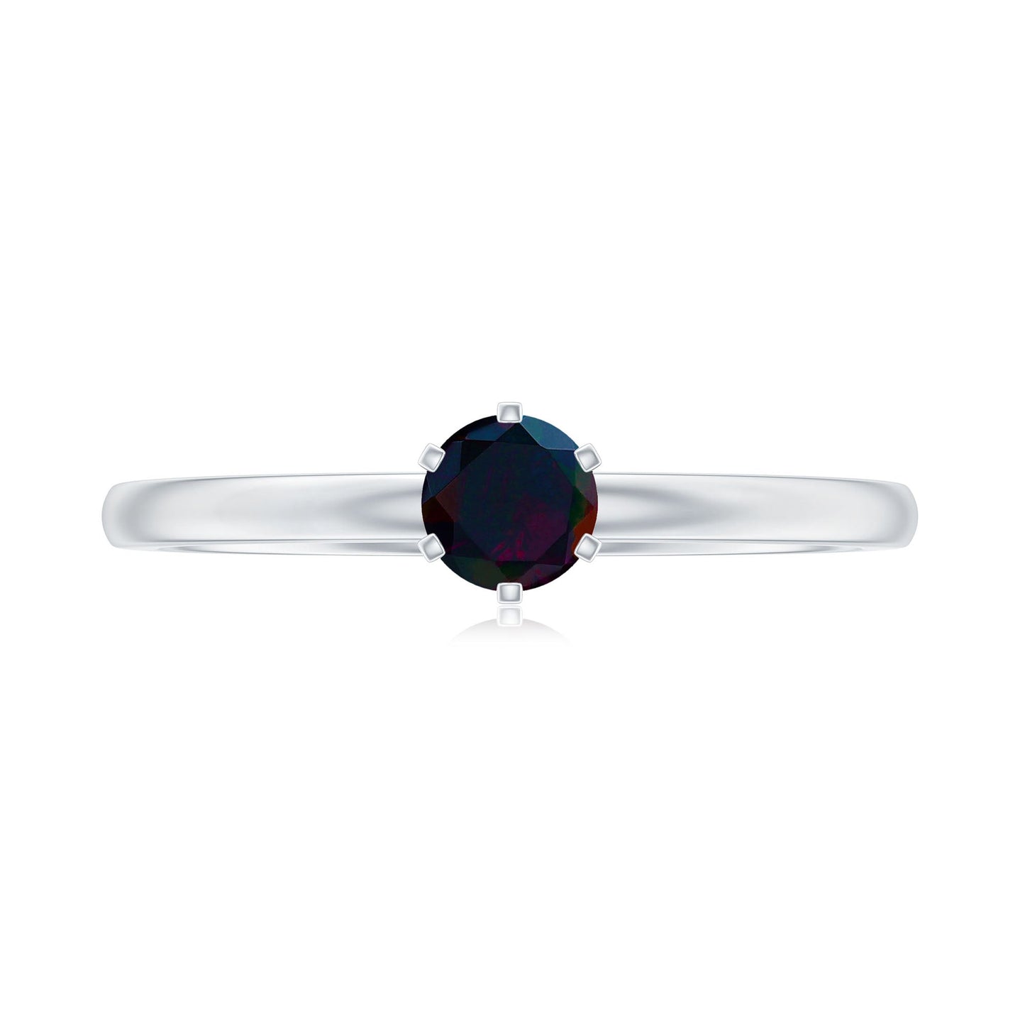 0.45 Carat Round Black Opal Solitaire Promise Ring