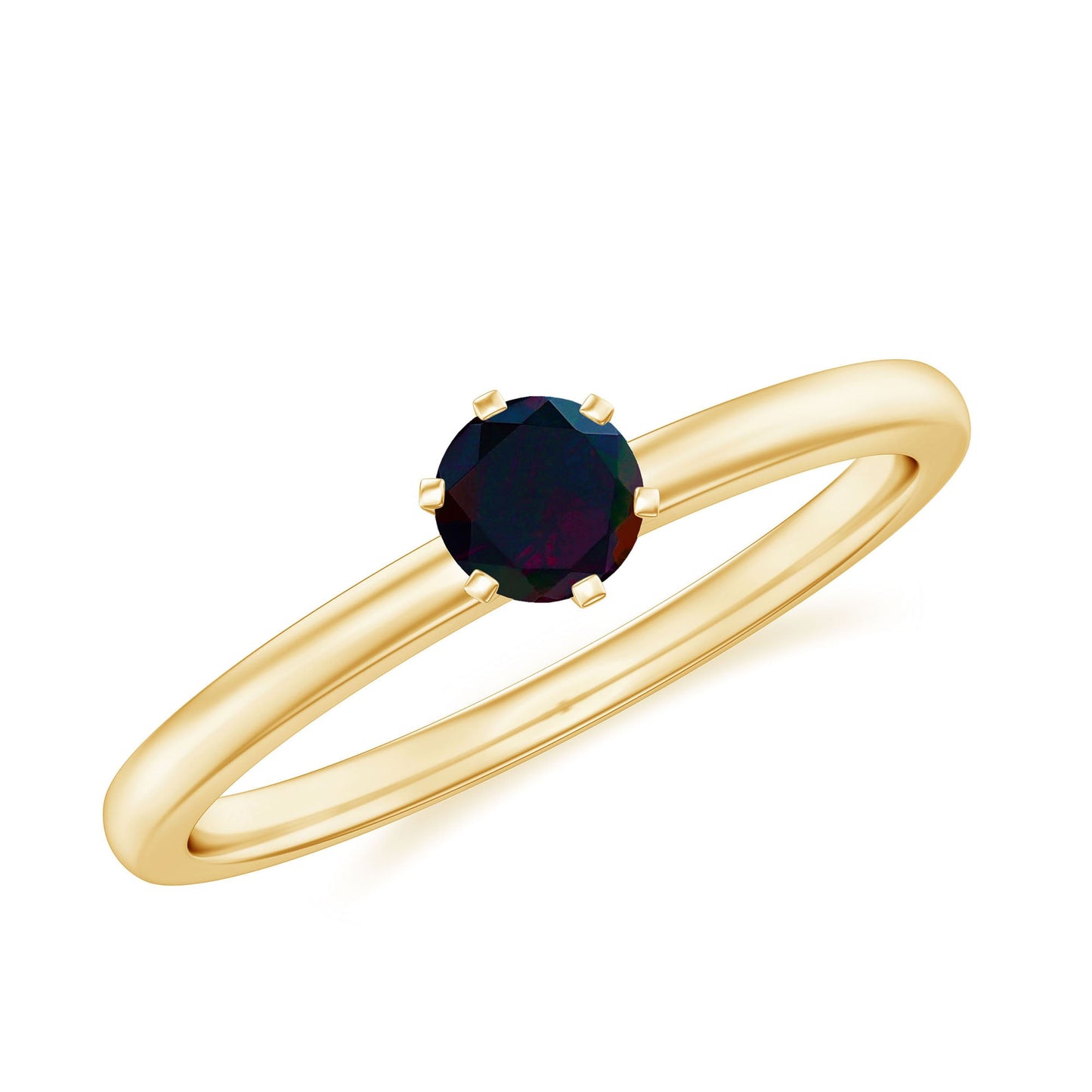 0.45 Carat Round Black Opal Solitaire Promise Ring